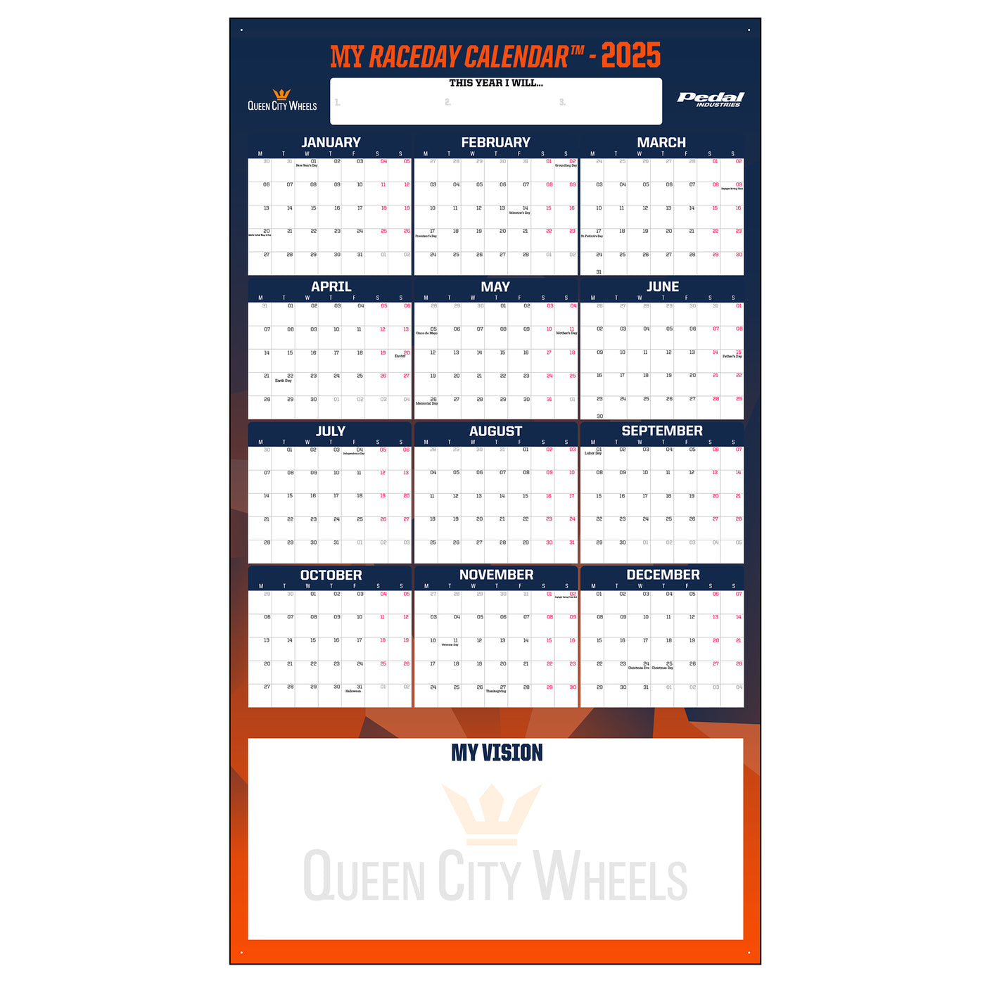 Queen City Wheels 2025 GIANT MY RACEDAY CALENDAR