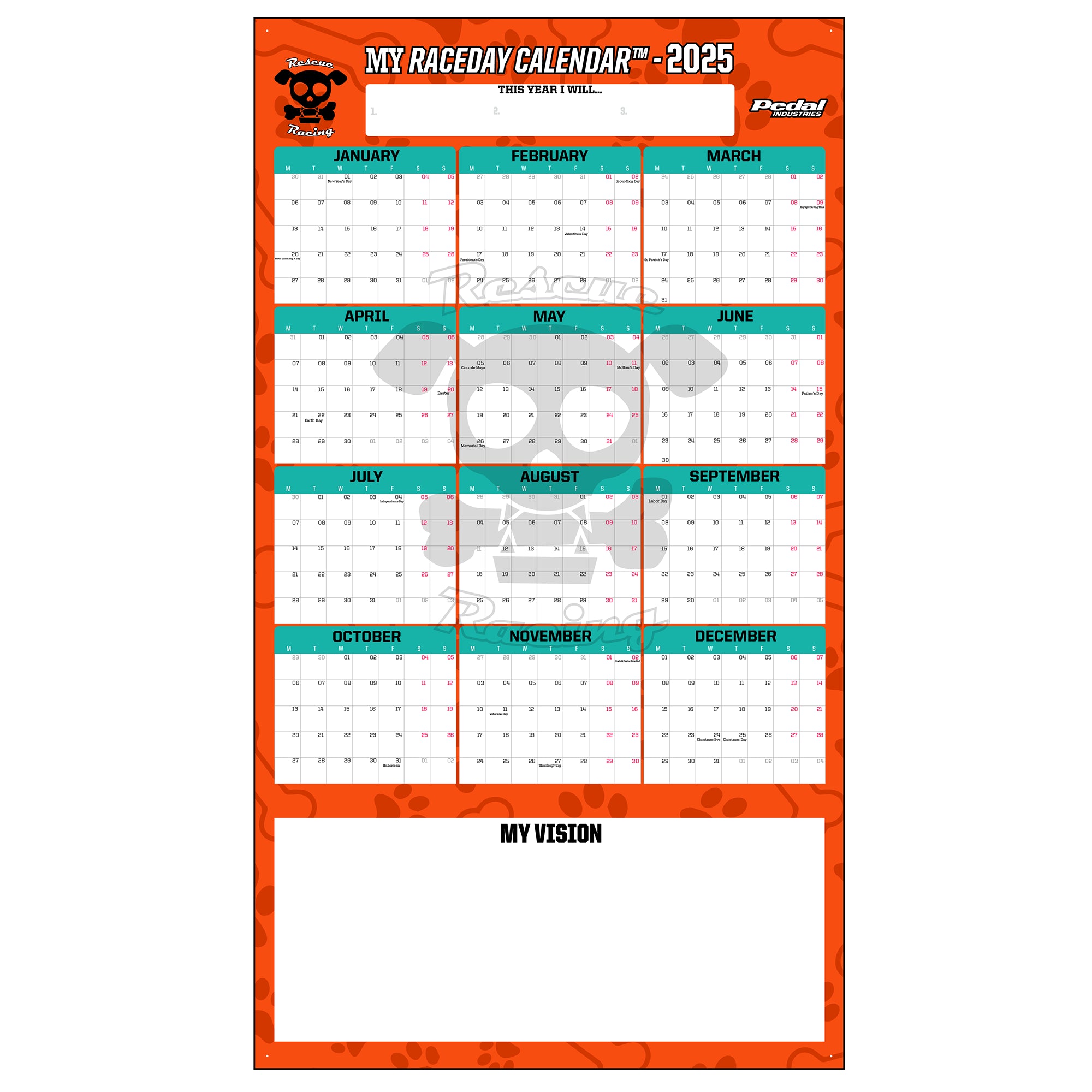 Rescue Racing 2025 GIANT MY RACEDAY CALENDAR – PEDAL Industries