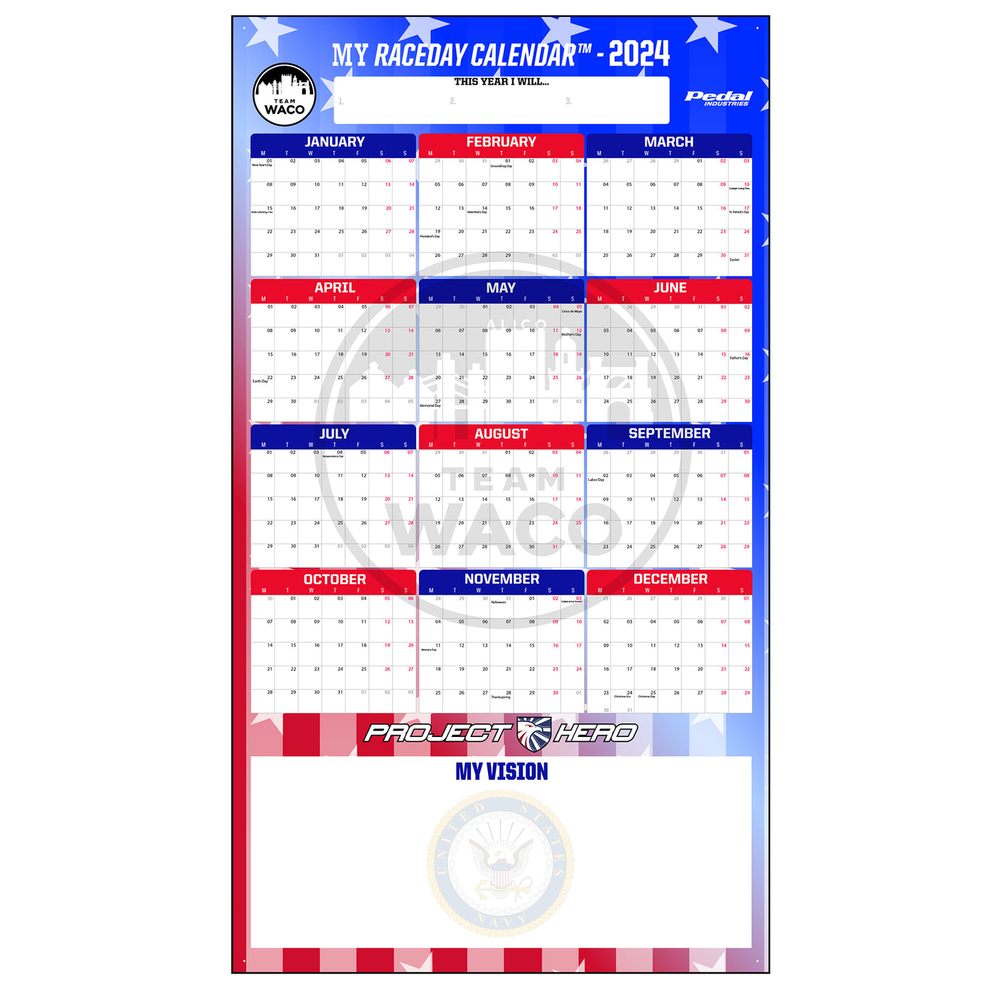 Robert Gonzales Jr 2024 GIANT MY RACEDAY CALENDAR ISD PEDAL Industries