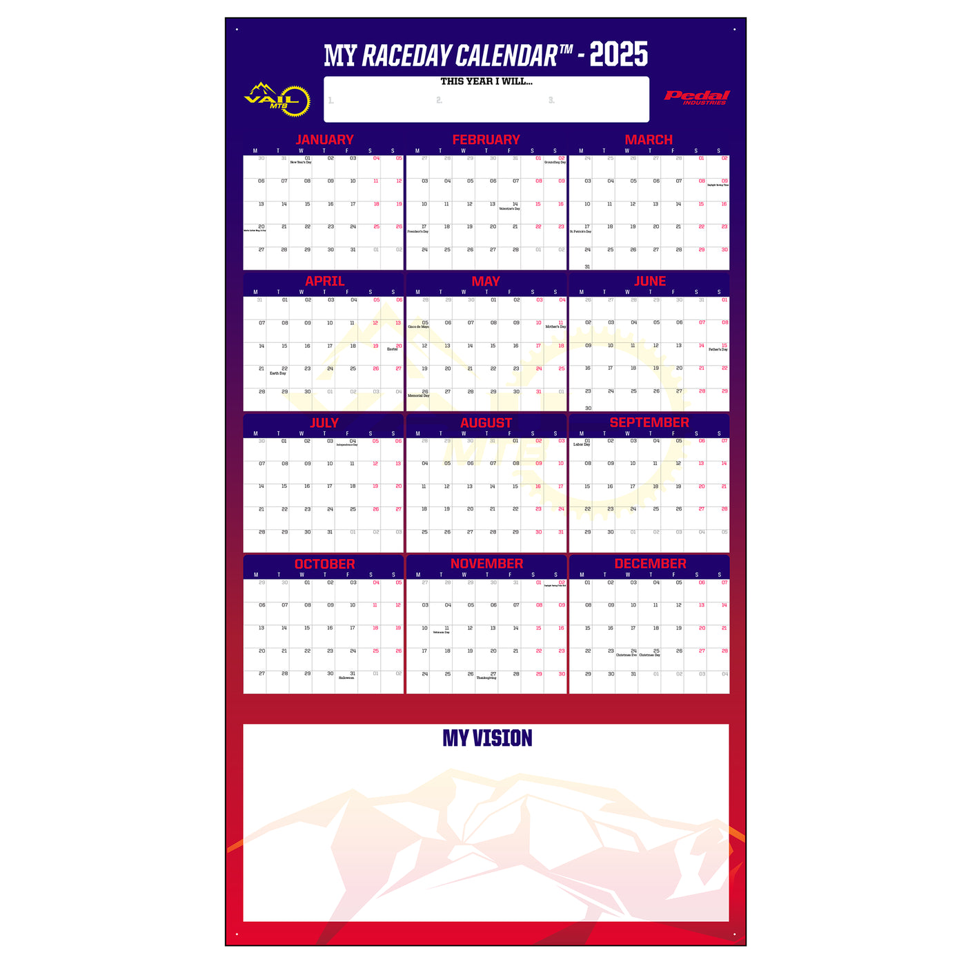 Vail Mountain Bike Club 2025 GIANT MY RACEDAY CALENDAR