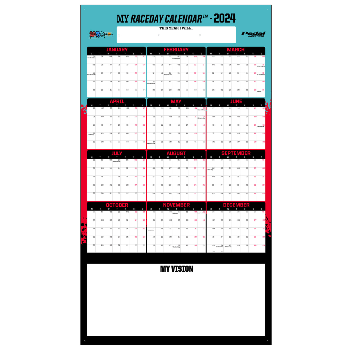 WeREndurance Athletes 2024 GIANT MY RACEDAY CALENDAR