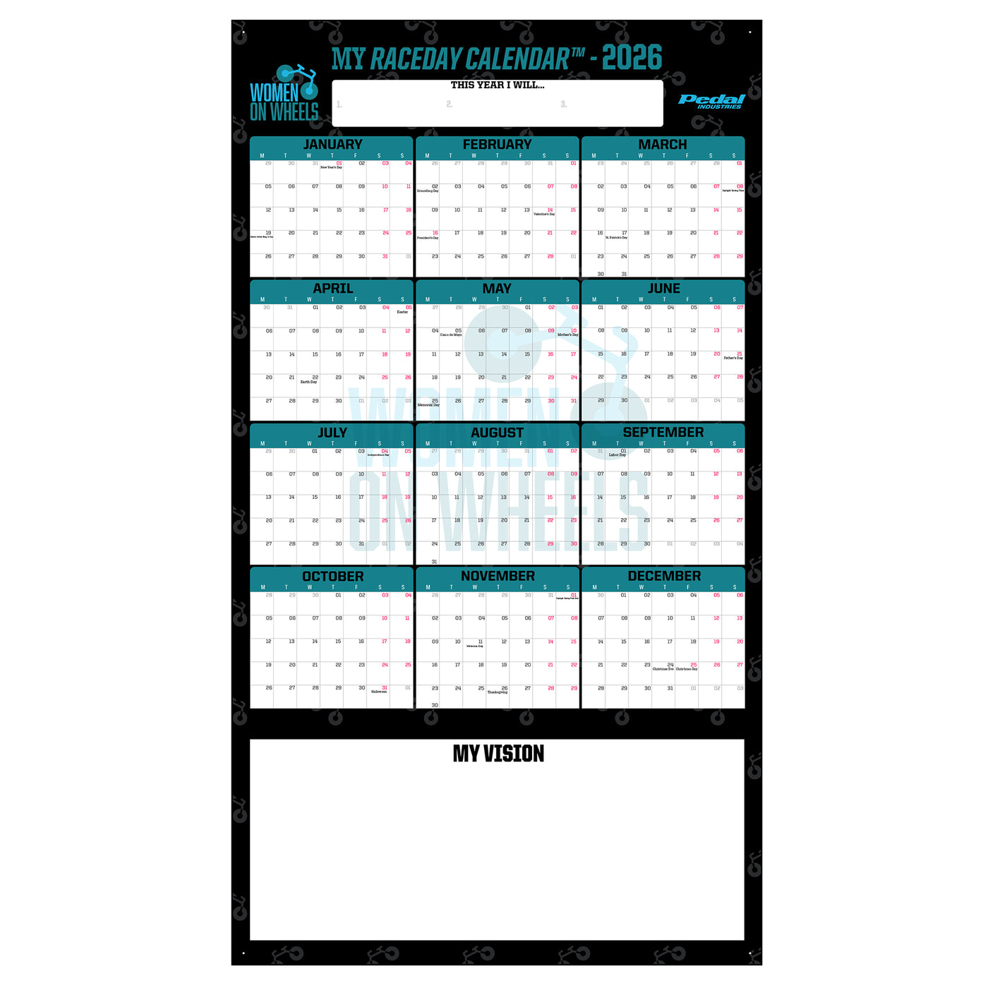 Women On Wheels 2026 GIANT MY RACEDAY CALENDAR