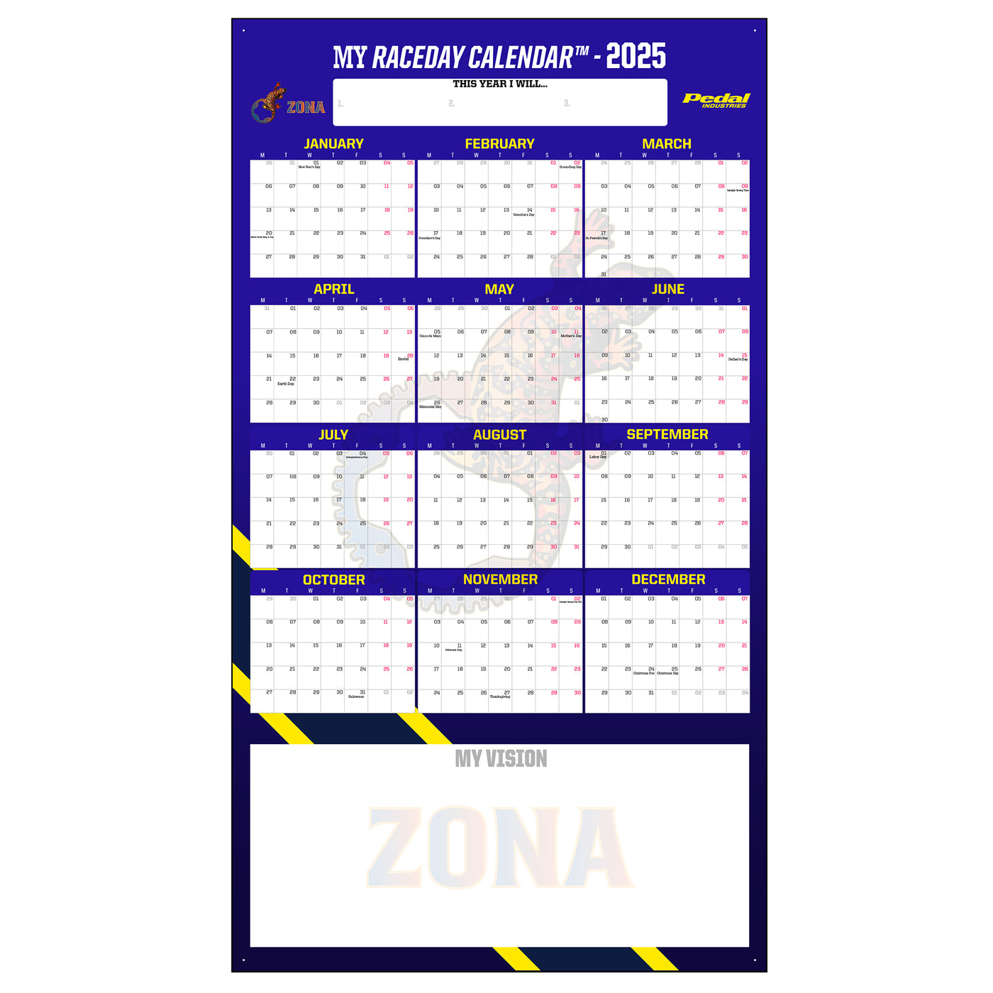 Zona Cycling 2025 GIANT MY RACEDAY CALENDAR