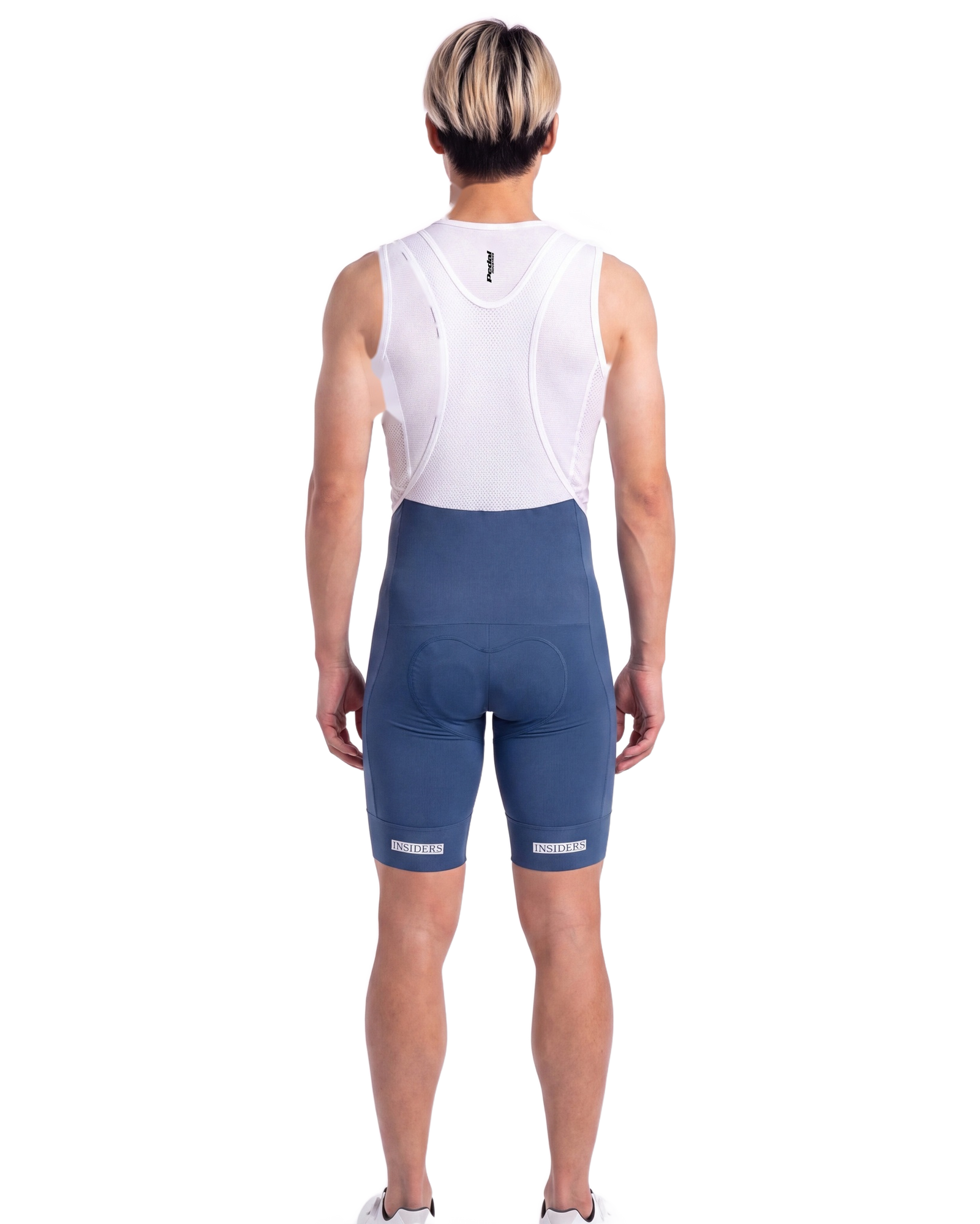 Azure Blue PEDAL Insiders 2027 MEN'S PRO LEVEL BIB ISD - back, on model
