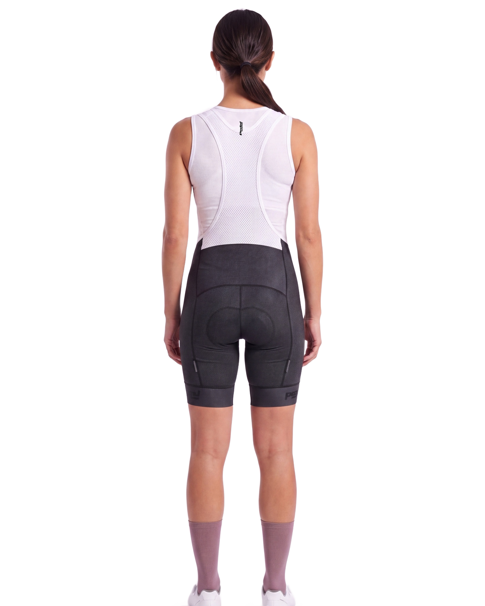Black Denim Pedal DENIM WOMEN'S PRO BIB ISD - back, on model