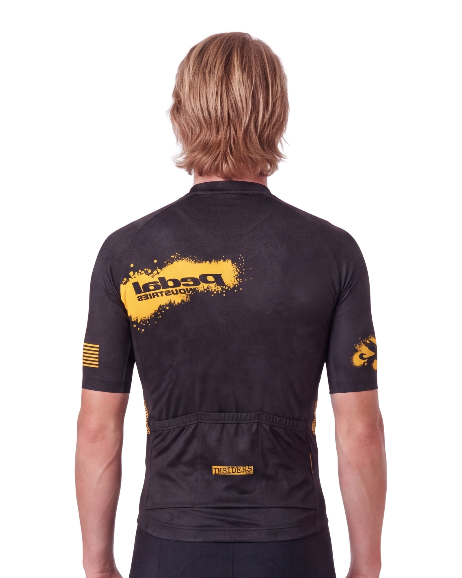 Black-Yellow PEDAL Insiders 2027 MEN'S PRO JERSEY ISD - back, on model