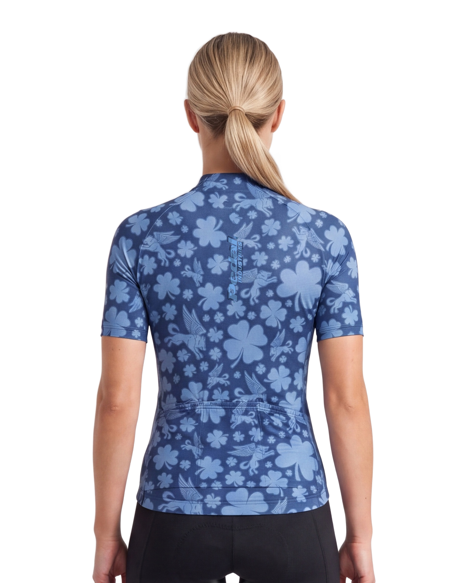 Blue Lucky Pedal WOMEN'S PRO JERSEY ISD - back, on model