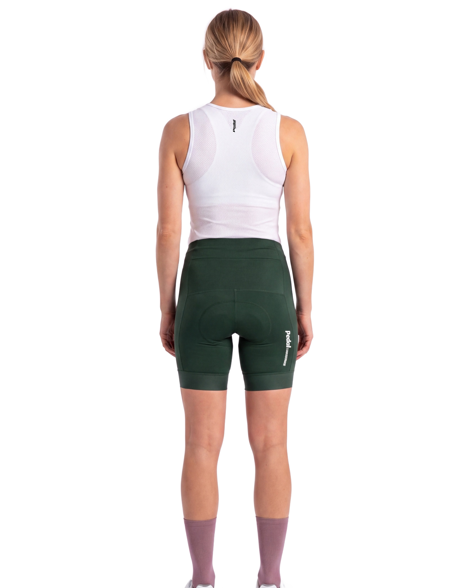 Deep Green PEDAL Insiders 2027 WOMEN'S PRO BIB 2.5 ISD (NO STRAPS) - back, on model