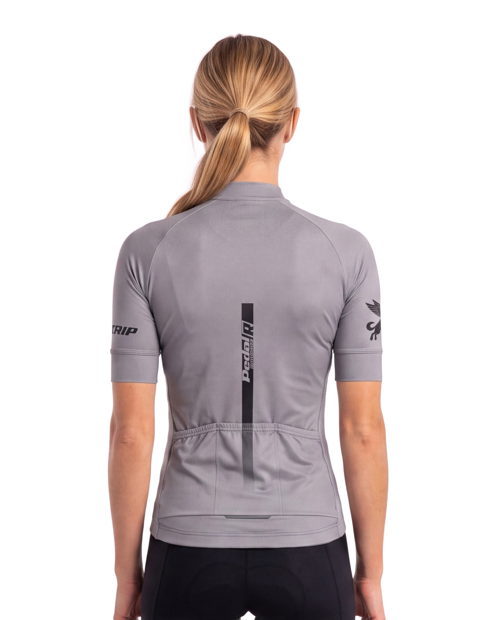 Gray with Black Pedal R WOMEN'S PRO JERSEY ISD - back, on model