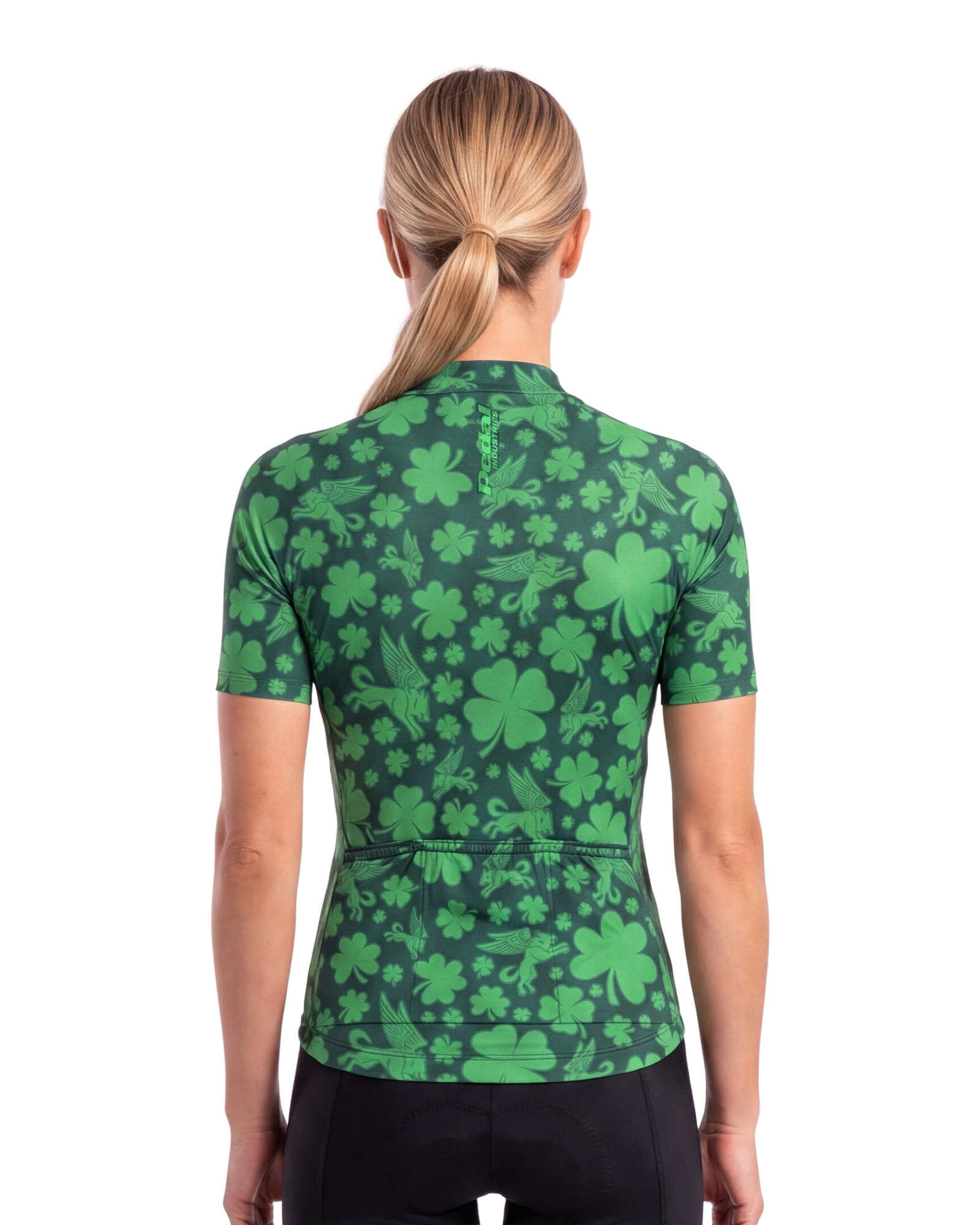 Green Lucky Pedal WOMEN'S PRO JERSEY ISD - back, on model