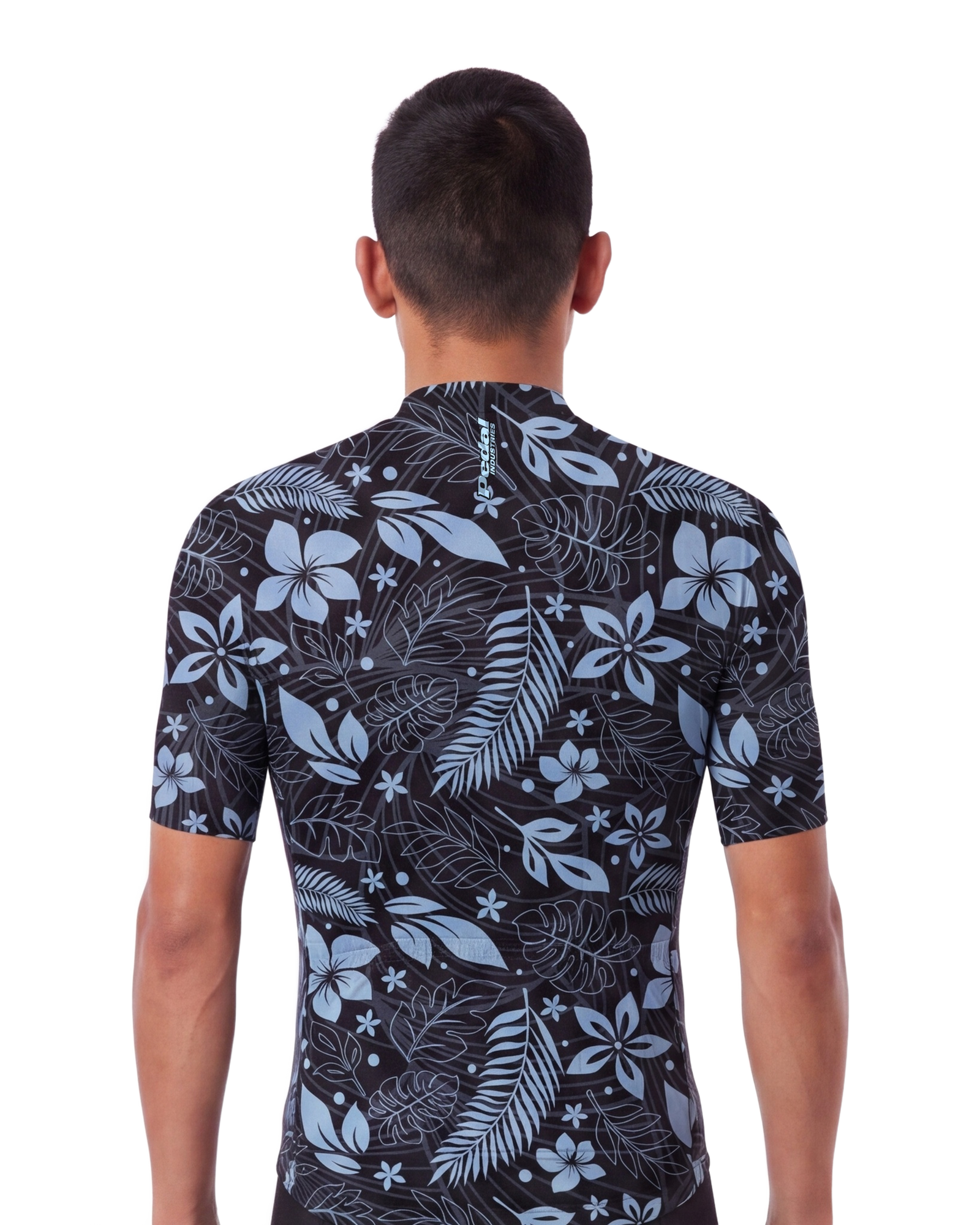 Midnight Black Aloha Pedal MEN'S PRO JERSEY ISD - back, on model