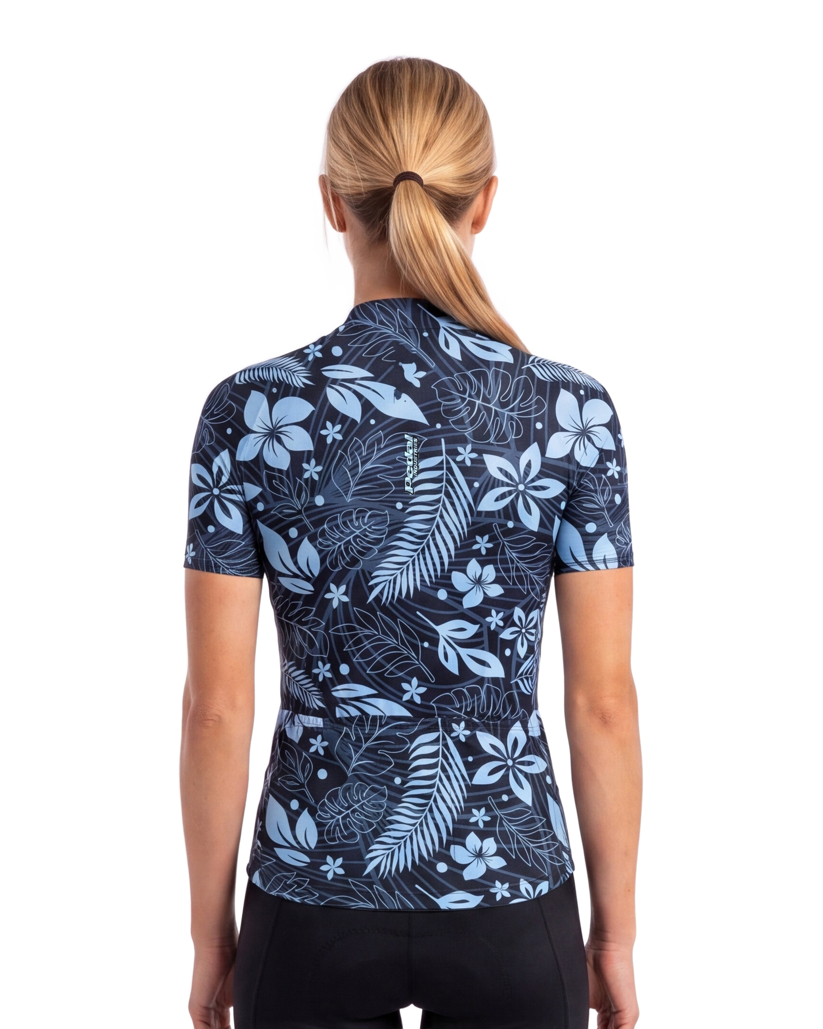 Midnight Black Aloha Pedal WOMEN'S PRO JERSEY ISD - back, on model
