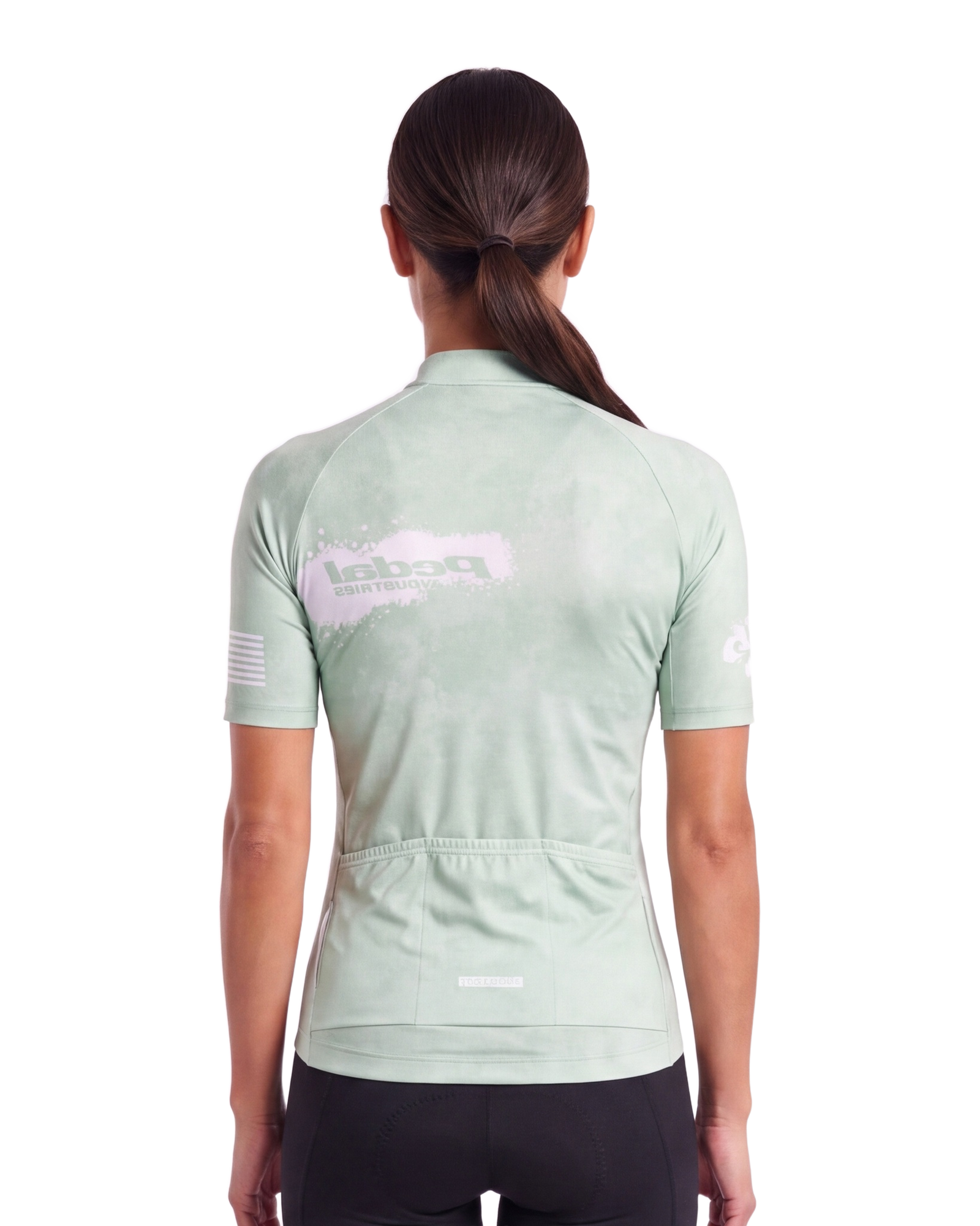 Mint Green PEDAL Insiders 2027 WOMEN'S PRO JERSEY 2.5 ISD - back, on model