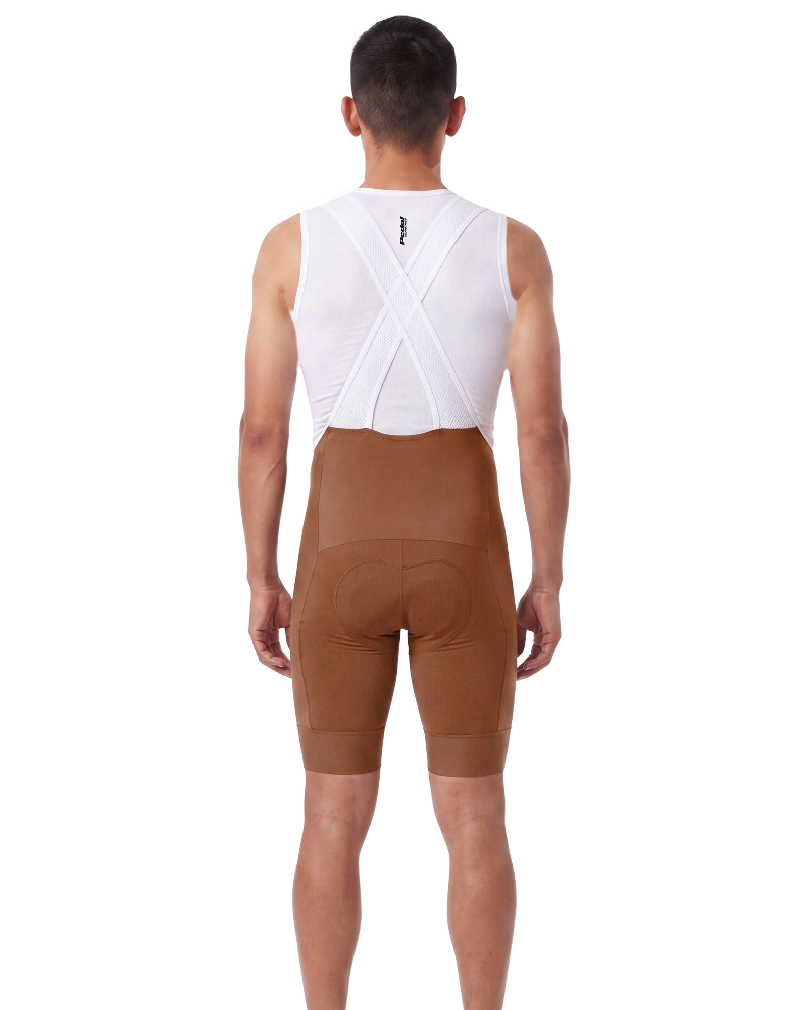 Orange PEDAL Insiders 2027 MEN'S PRO LEVEL BIB ISD - back, on model