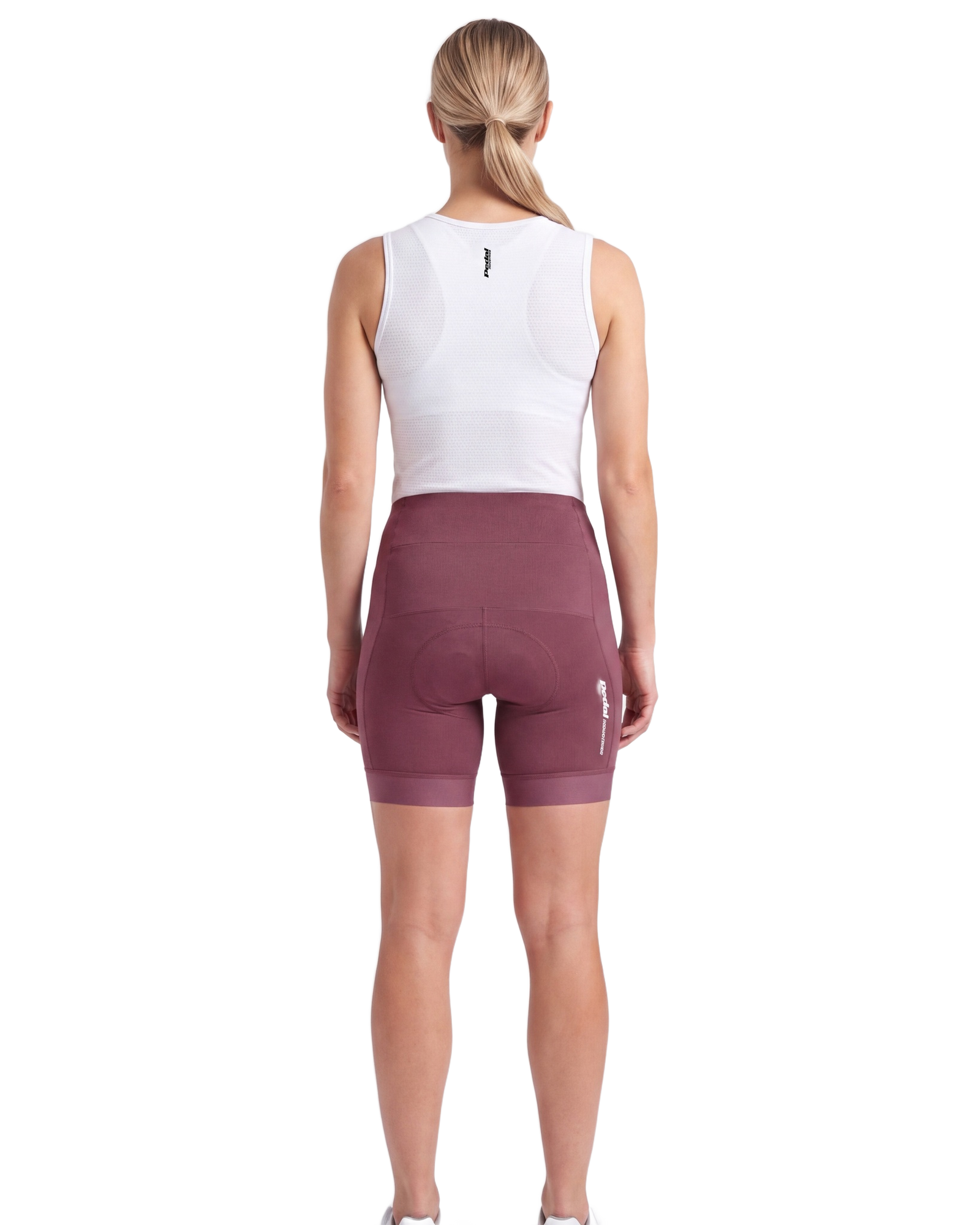 Pink PEDAL Insiders 2027 WOMEN'S PRO BIB 2.5 ISD (NO STRAPS) - back, on model
