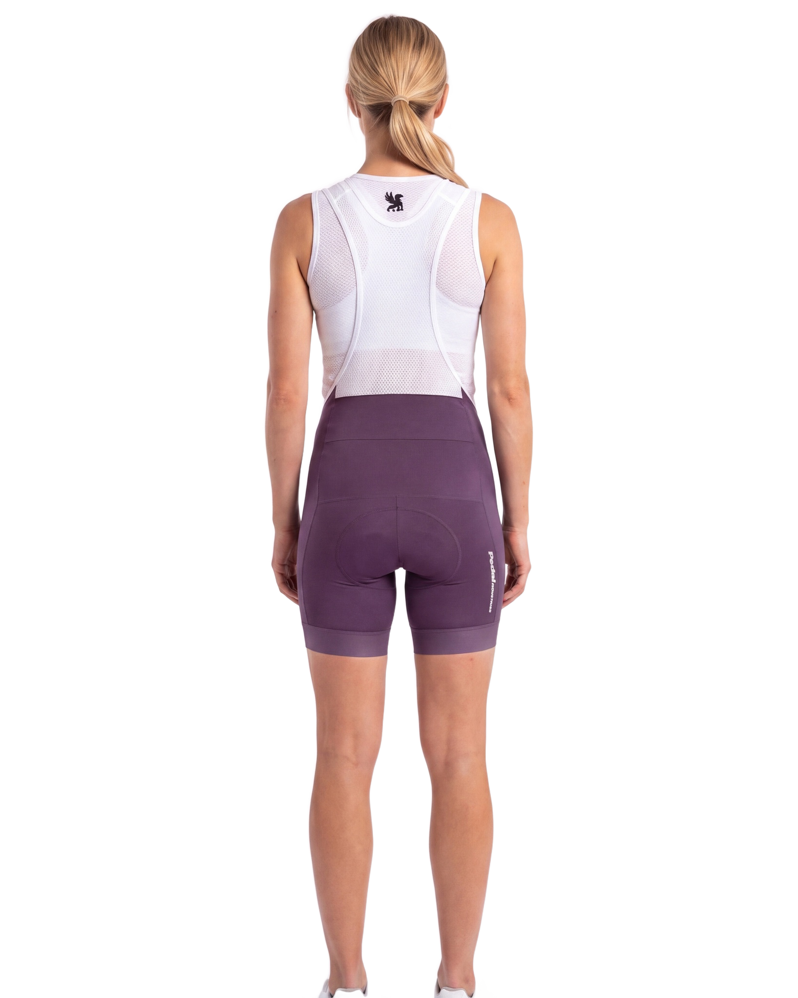 Purple PEDAL Insiders 2027 WOMEN'S PRO BIB 2.5 ISD - back, on model