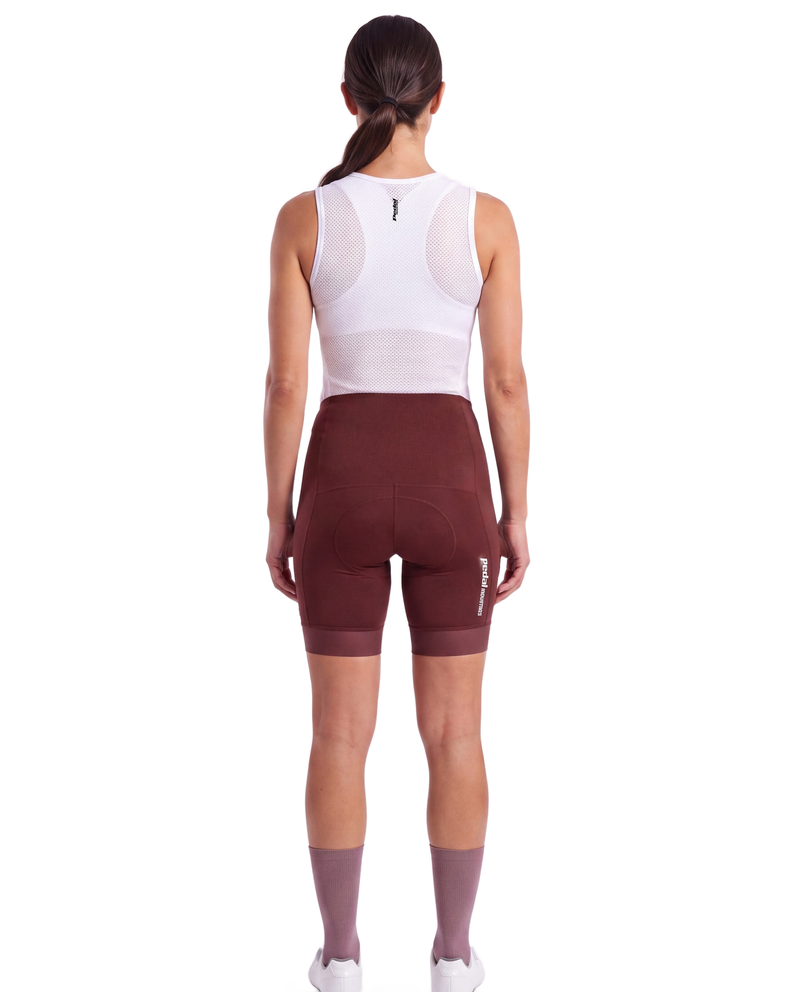 Red PEDAL Insiders 2027 WOMEN'S PRO BIB 2.5 ISD (NO STRAPS) - back, on model