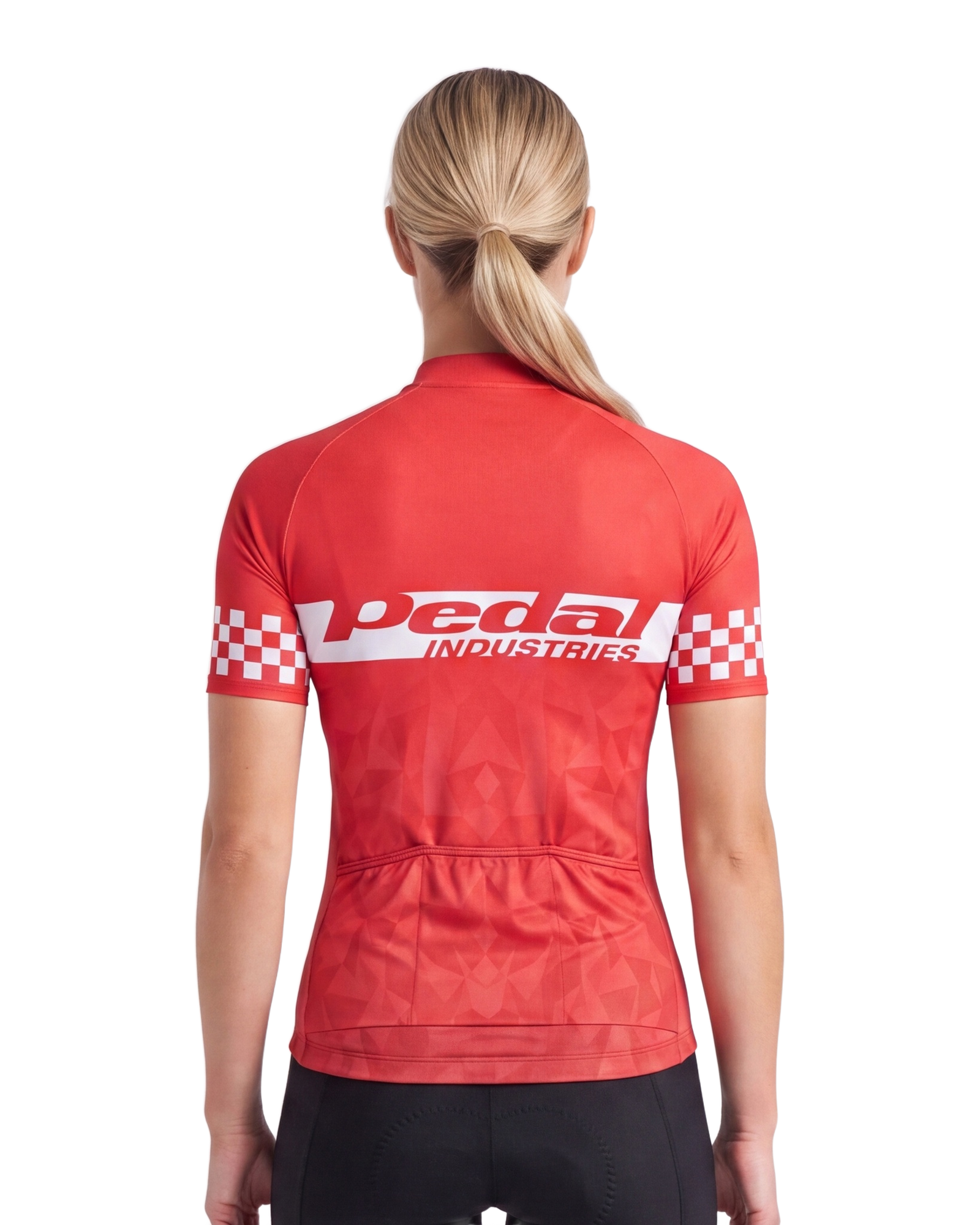 The GC Red WOMEN'S PRO JERSEY ISD - back, on model