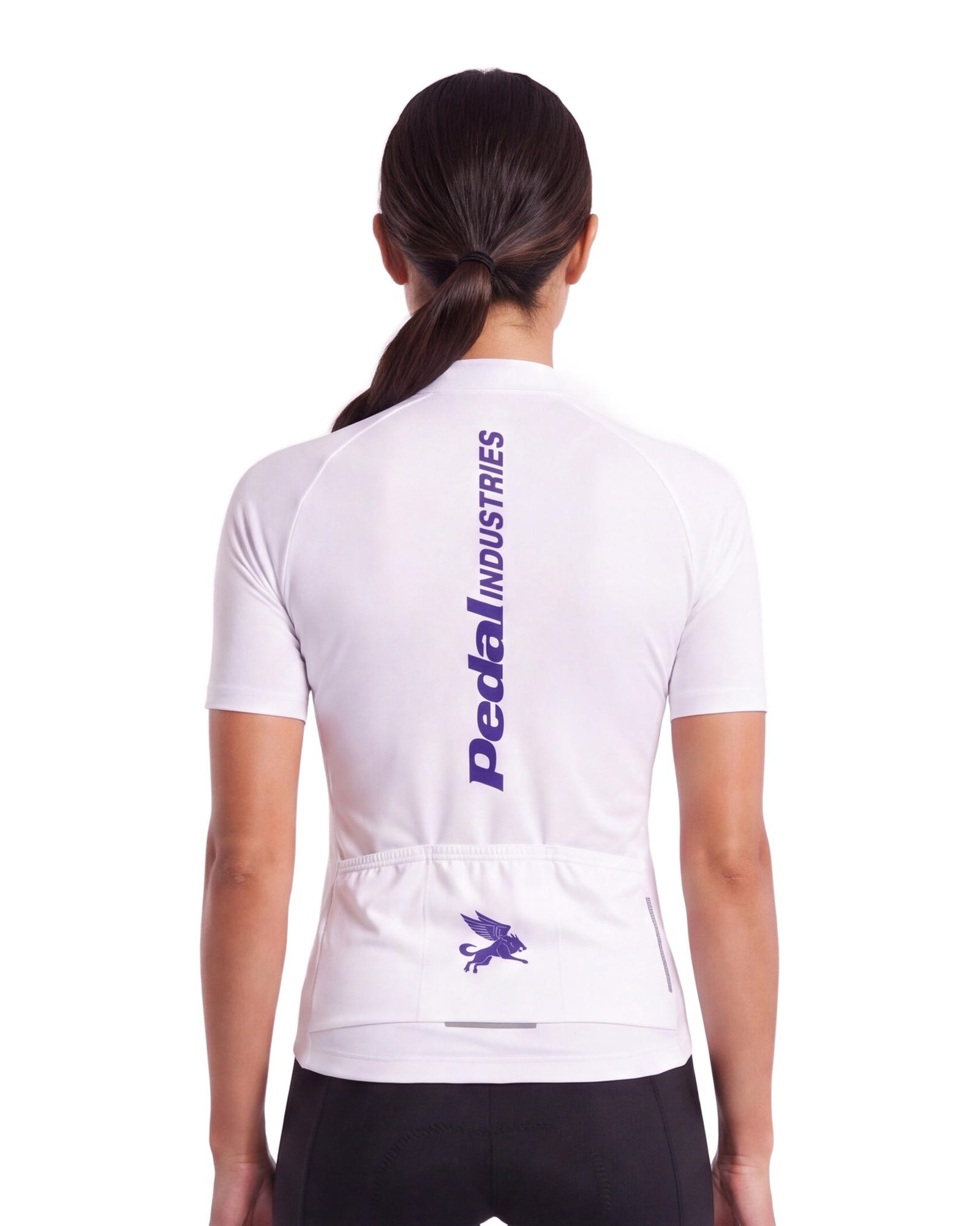 White-Blue PEDAL Insiders P/I Raceday WOMEN'S PRO JERSEY ISD - back, on model