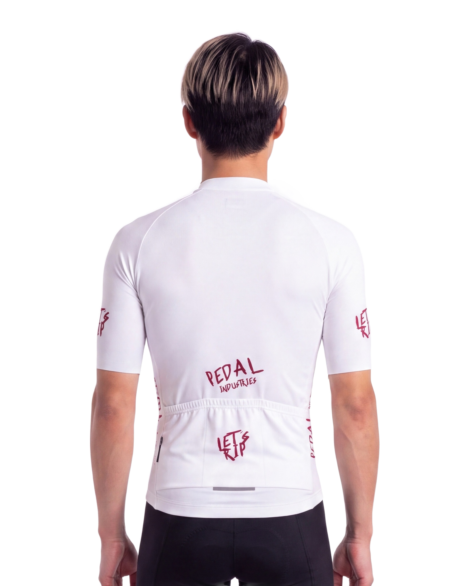 White-Burgundy Pedal PUNK MEN'S PRO JERSEY ISD - back, on model