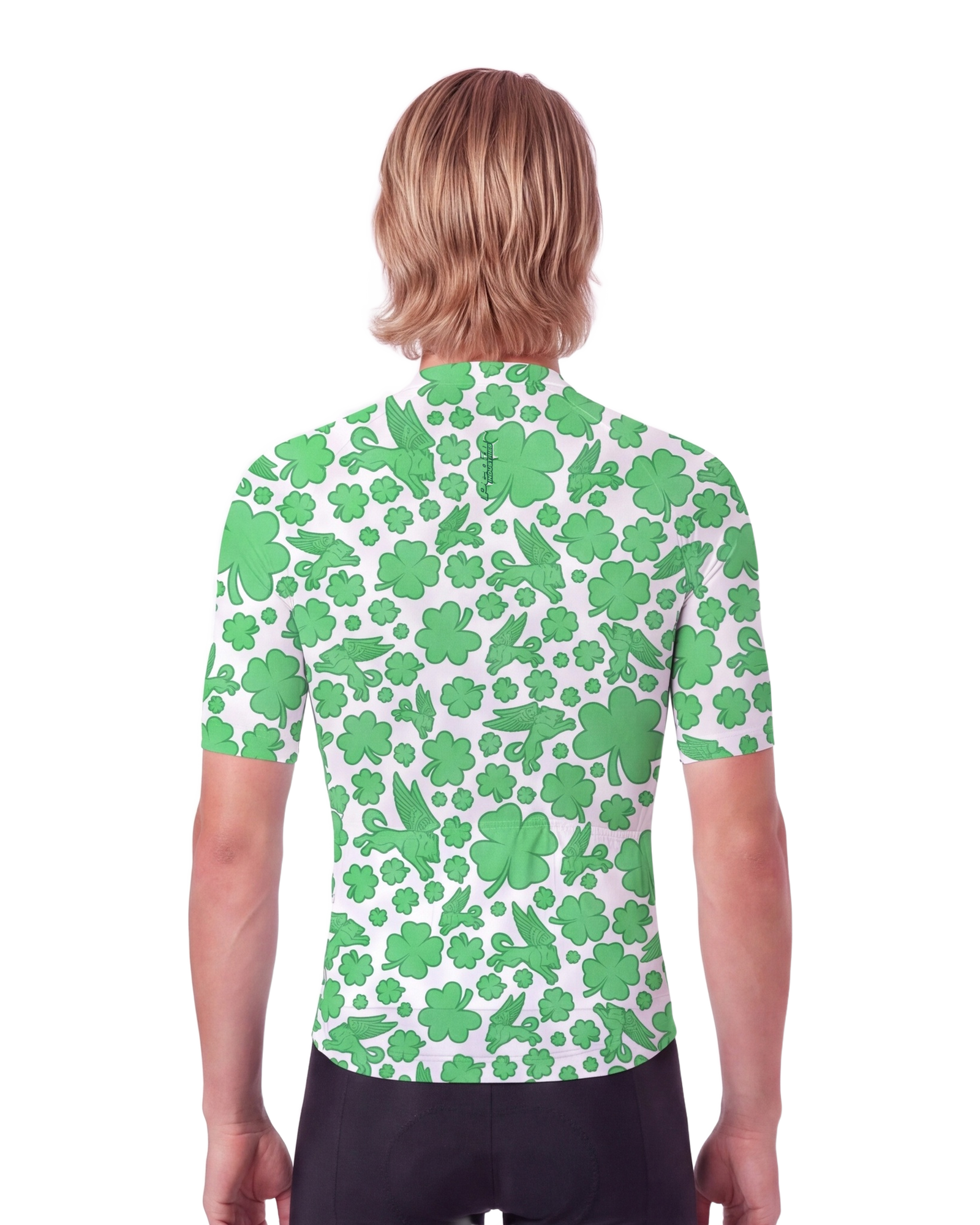 WHITE Lucky Pedal MEN'S PRO JERSEY ISD - back, on model