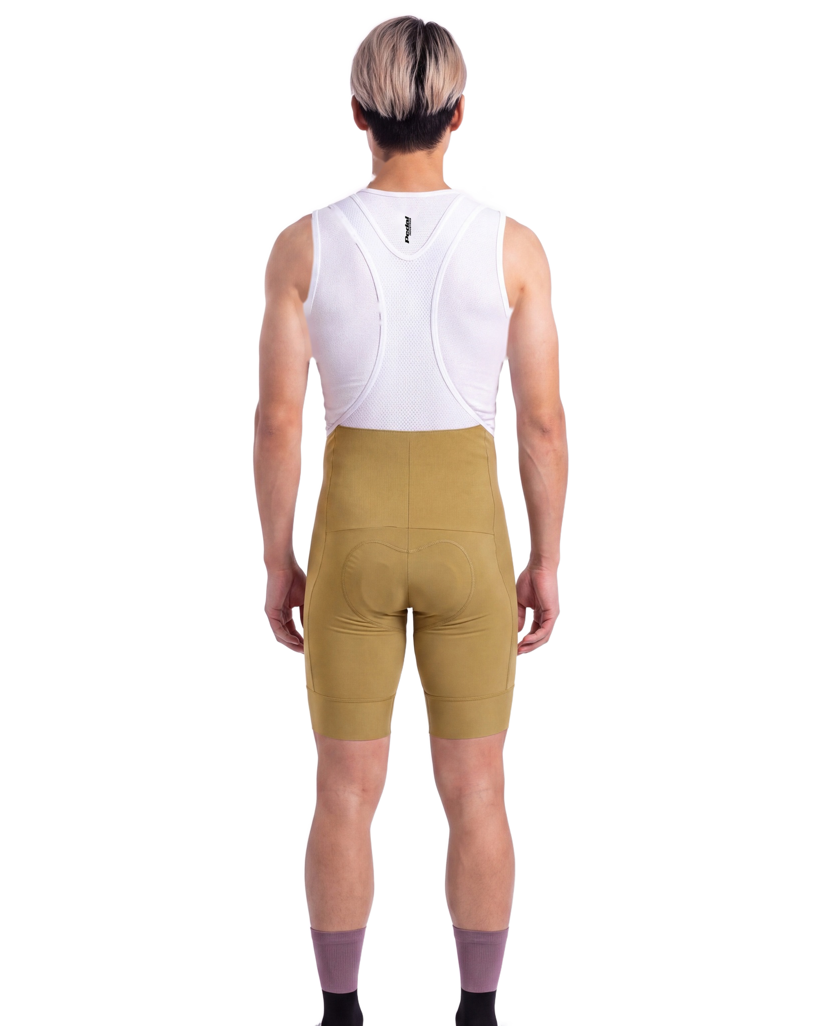 Yellow PEDAL Insiders 2027 MEN'S PRO LEVEL BIB ISD - back, on model