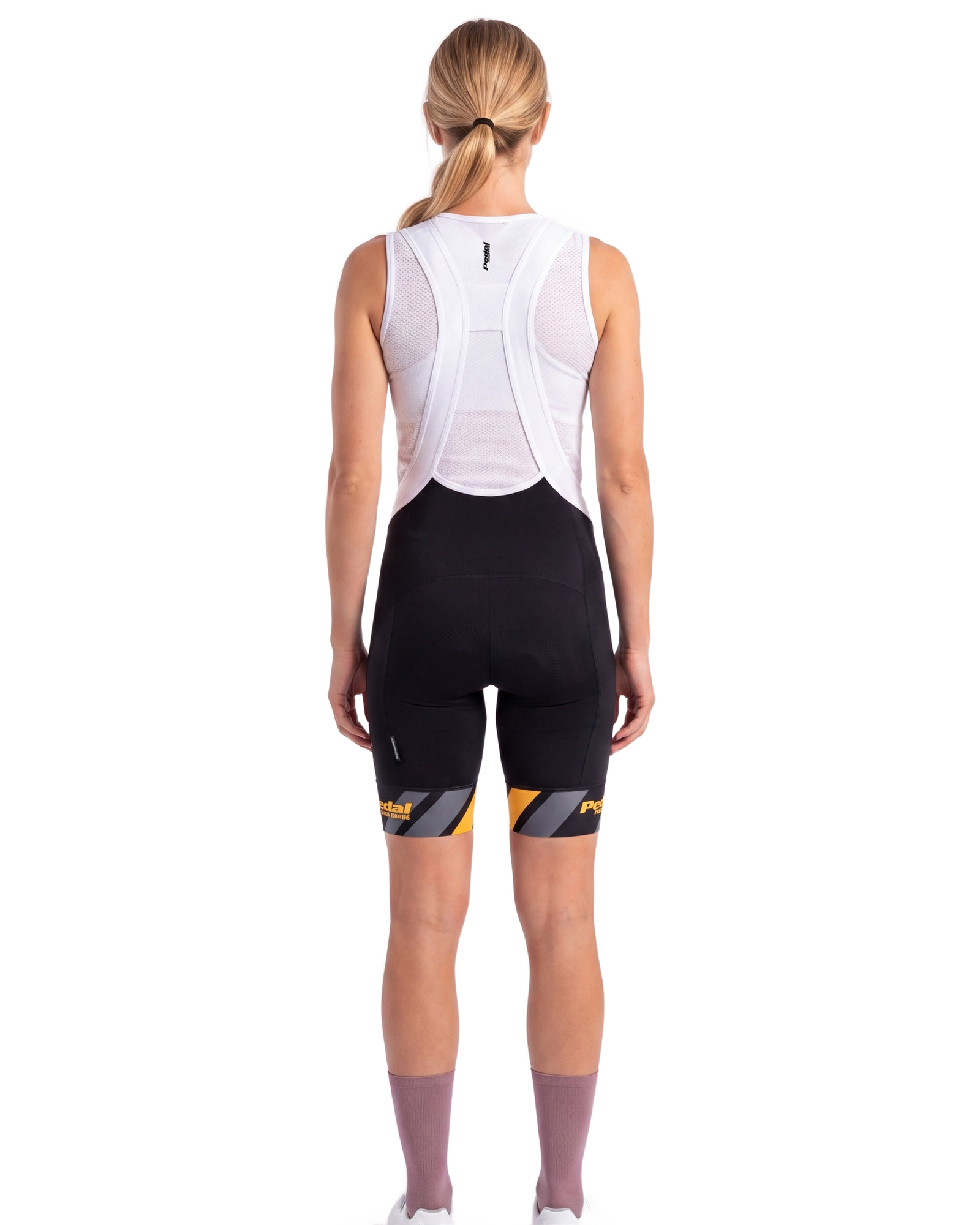 Yellow Primary Colors WOMEN'S PRO BIB 2.5 ISD - back, on model