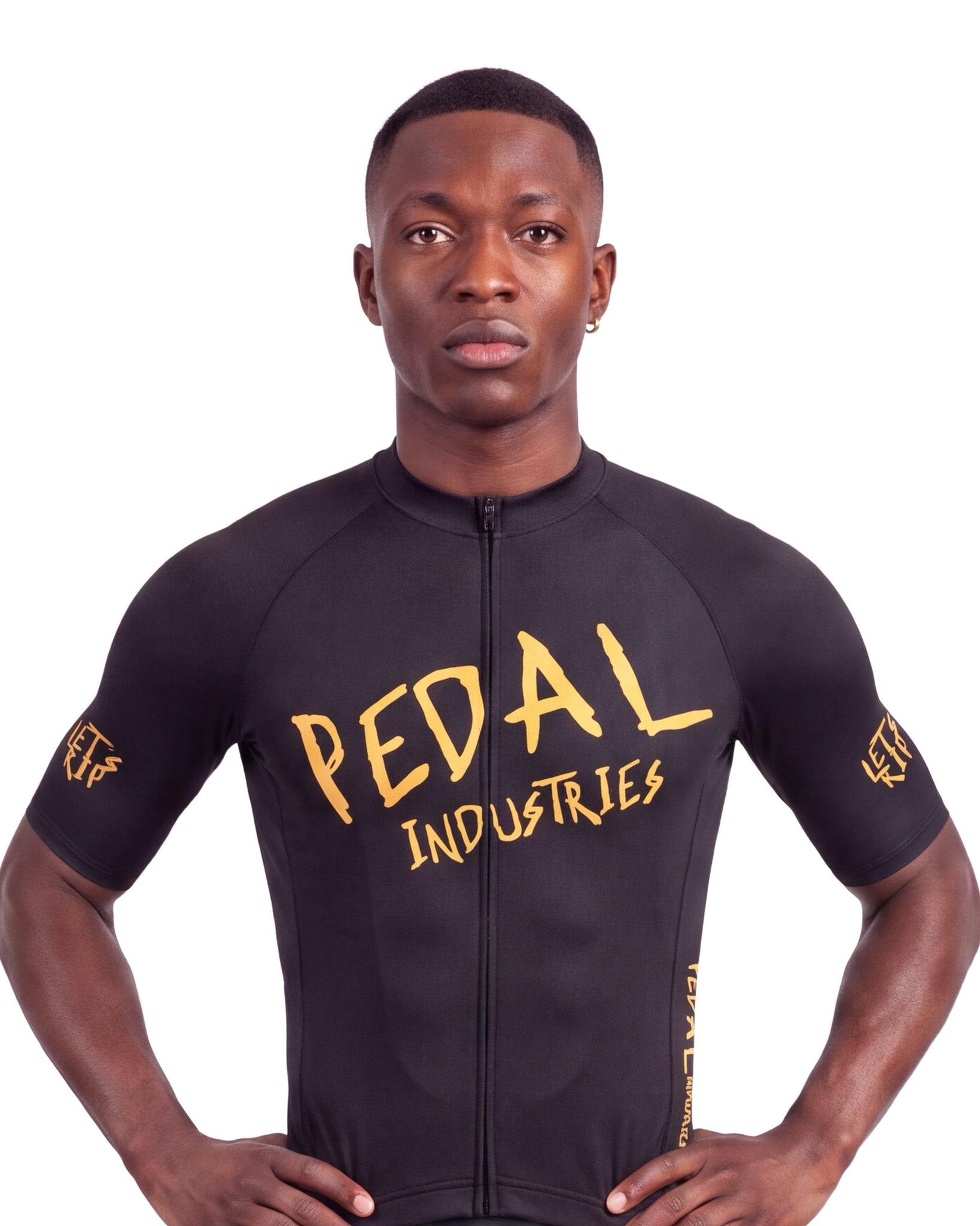 Black-Yellow Pedal PUNK MEN'S PRO JERSEY ISD - front, on model