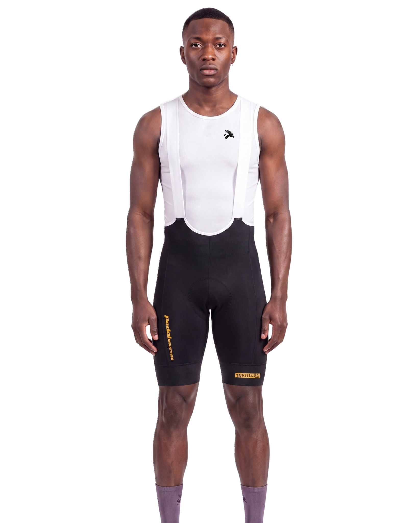 Black PEDAL Insiders 2027 MEN'S PRO LEVEL BIB ISD - front, on model
