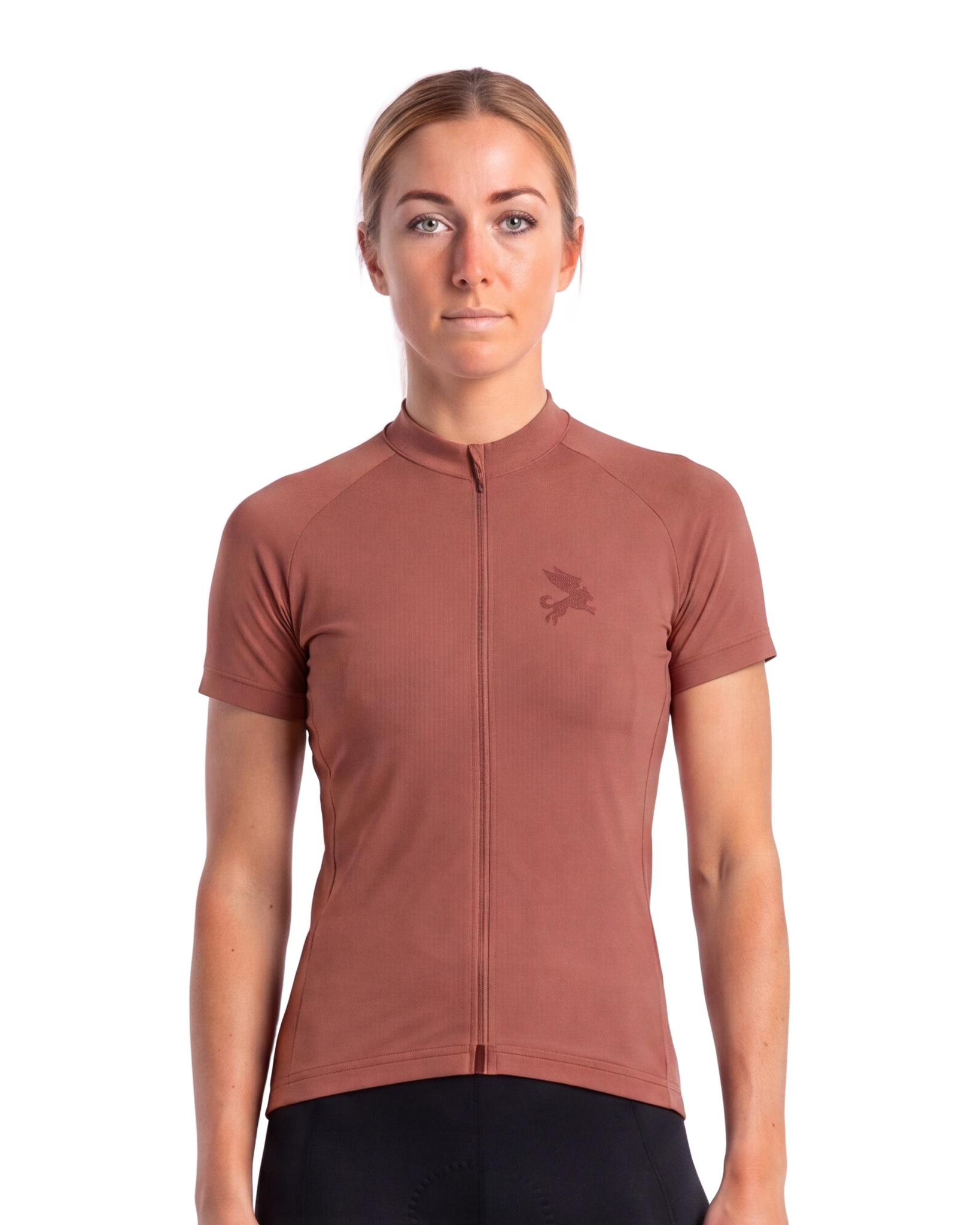 Brick CHROMA WOMEN'S PRO JERSEY ISD - front, on model
