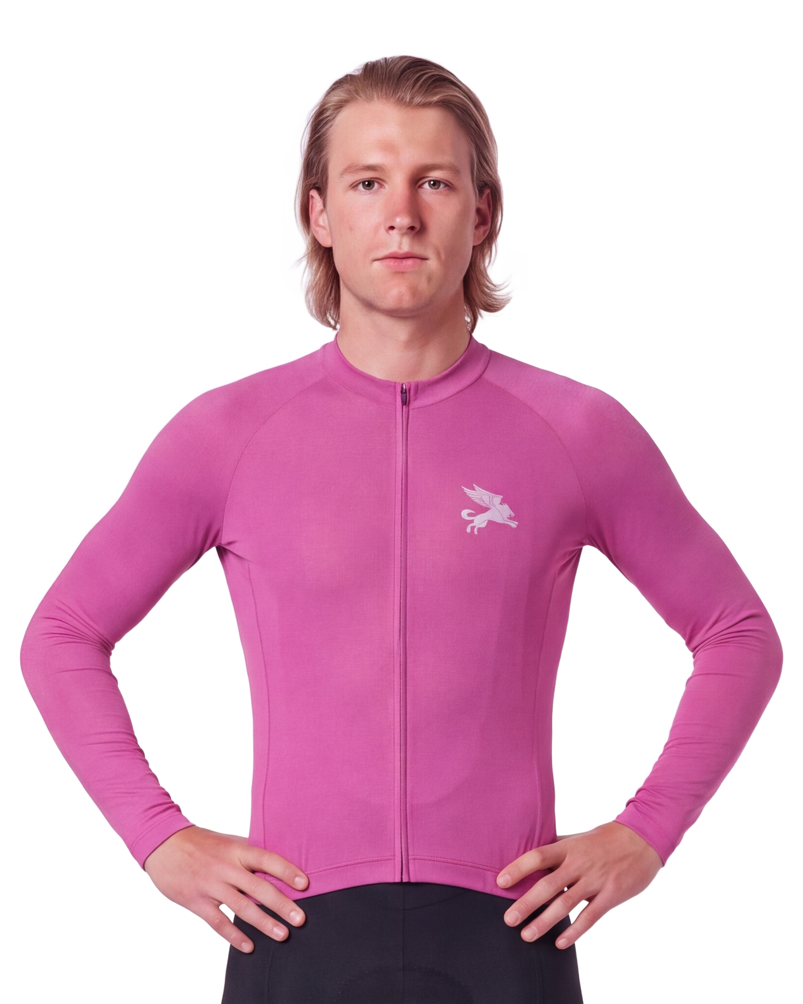 Electric Fuchsia Cypress Spirits MEN'S Long Sleeve PRO JERSEY ISD - front, on model