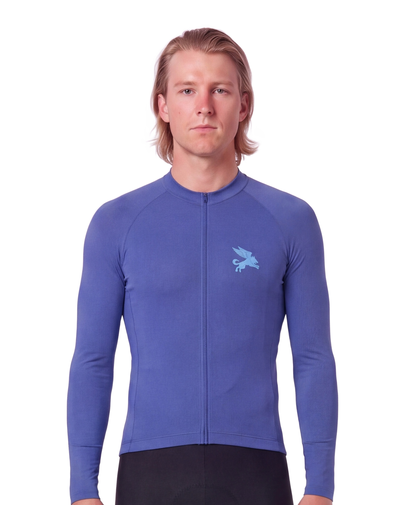 Electric Indigo Cypress Spirits MEN'S Long Sleeve PRO JERSEY ISD - front, on model