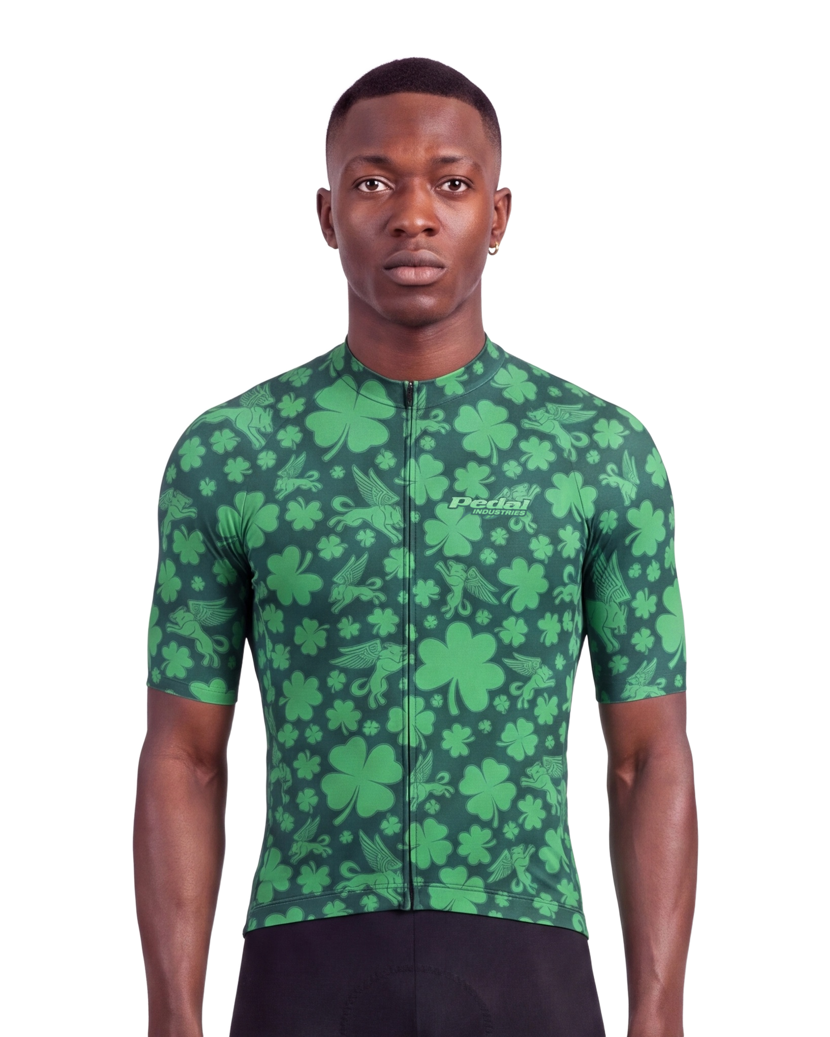 GREEN Lucky Pedal MEN'S PRO JERSEY ISD - front, on model