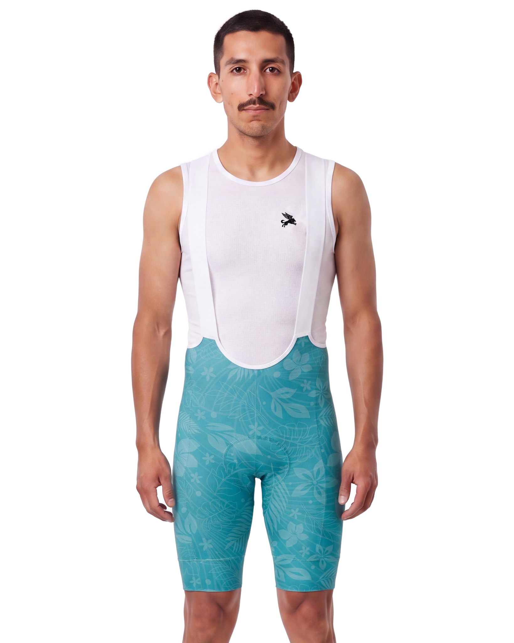 Hawaii Blue Aloha Pedal MEN'S PRO LEVEL BIB ISD - front, on model