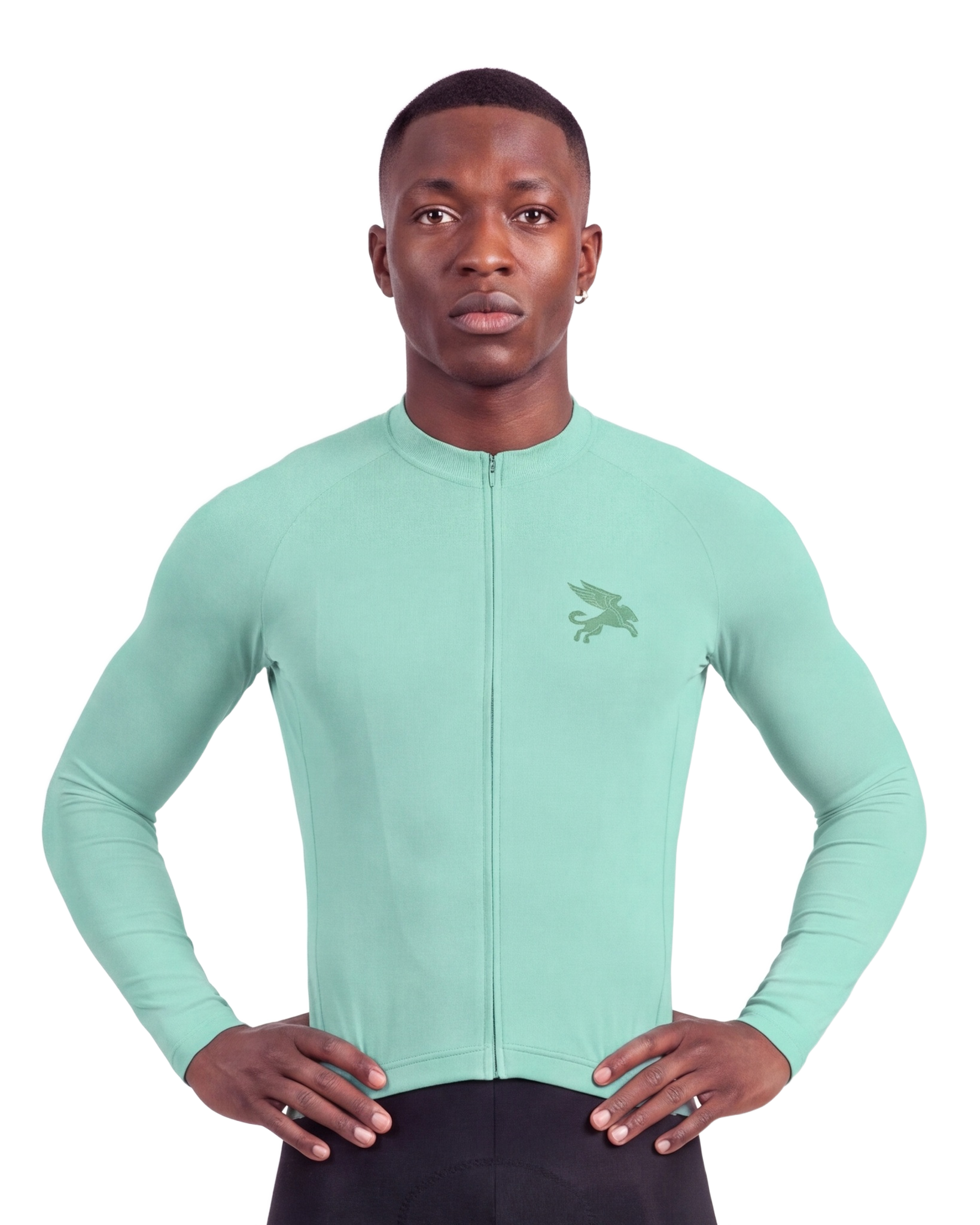 Jelly Mint Cypress Spirits MEN'S Long Sleeve PRO JERSEY ISD - front, on model