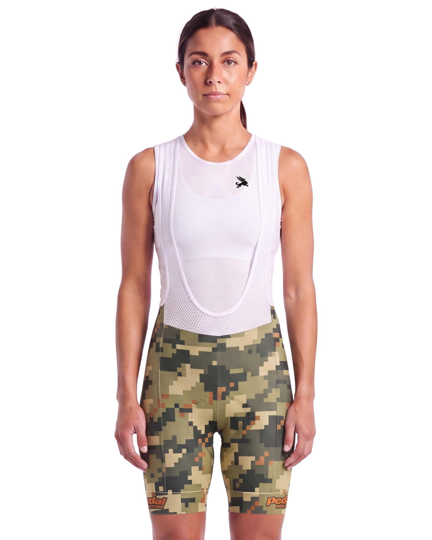 Jungle CAMO WOMEN'S PRO BIB ISD - front, on model