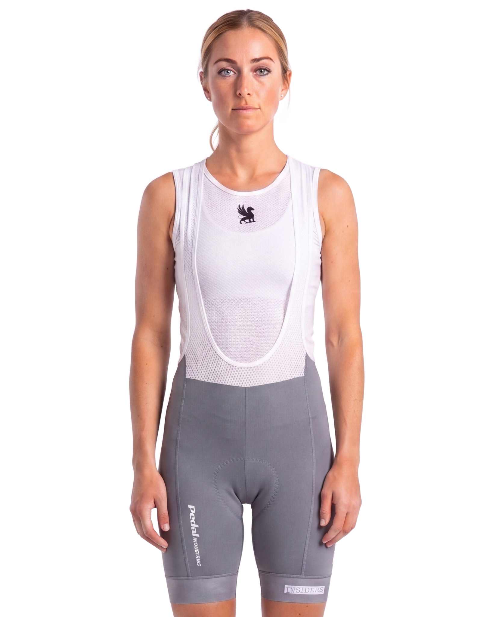Light Lavender PEDAL Insiders 2027 WOMEN'S PRO BIB 2.5 ISD - front, on model