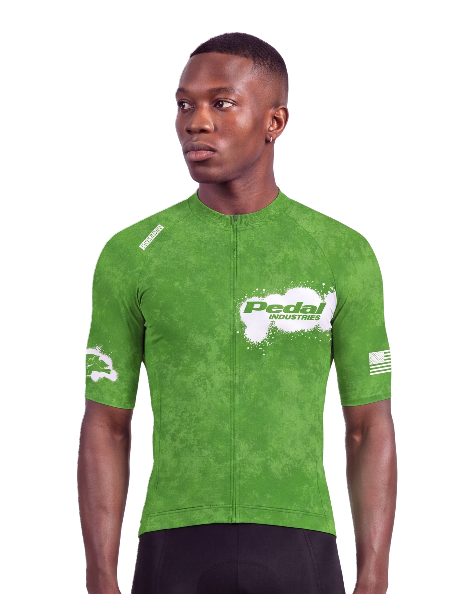 Lime Green PEDAL Insiders 2027 MEN'S PRO JERSEY ISD - front, on model