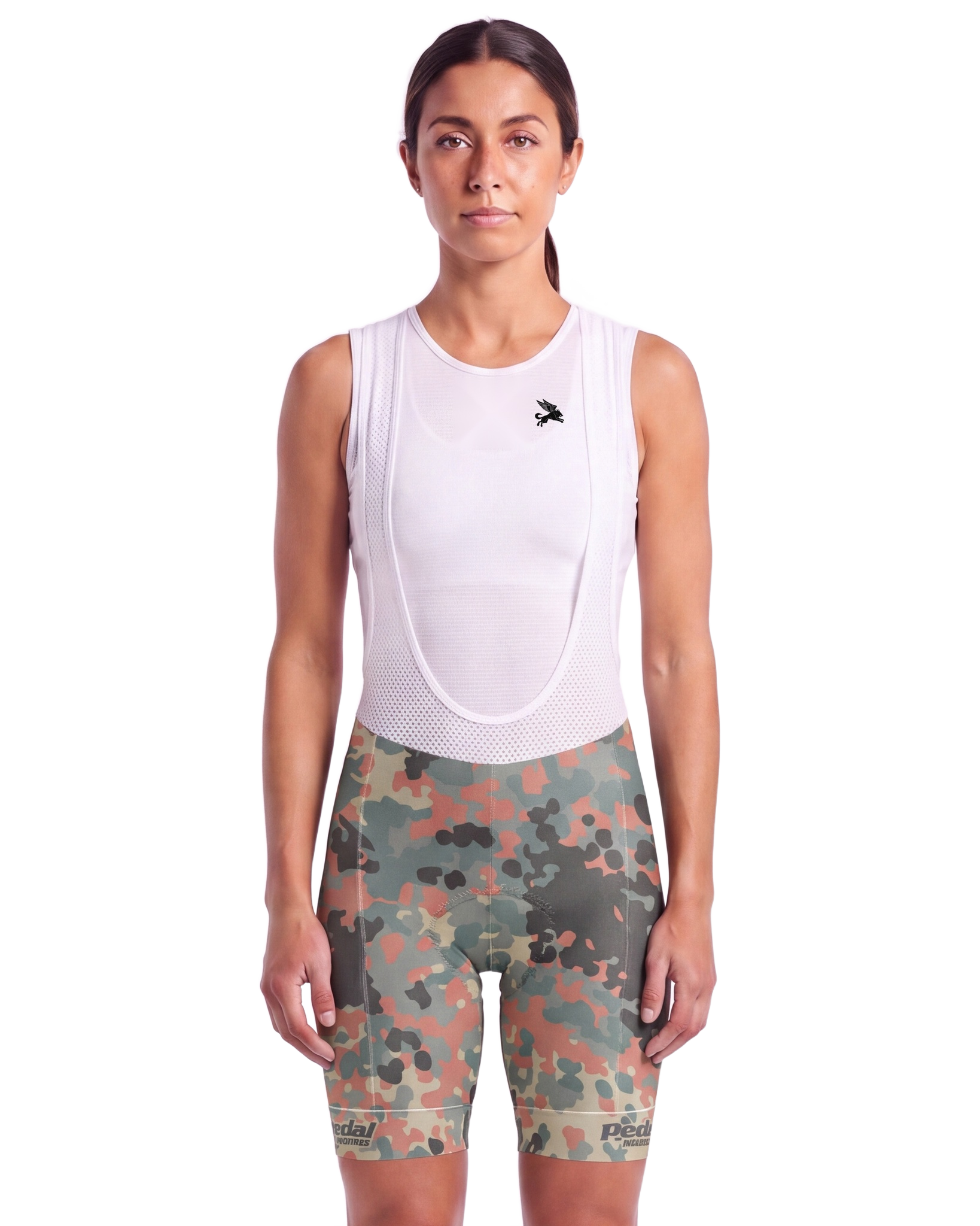 Military CAMO WOMEN'S PRO BIB ISD - front, on model