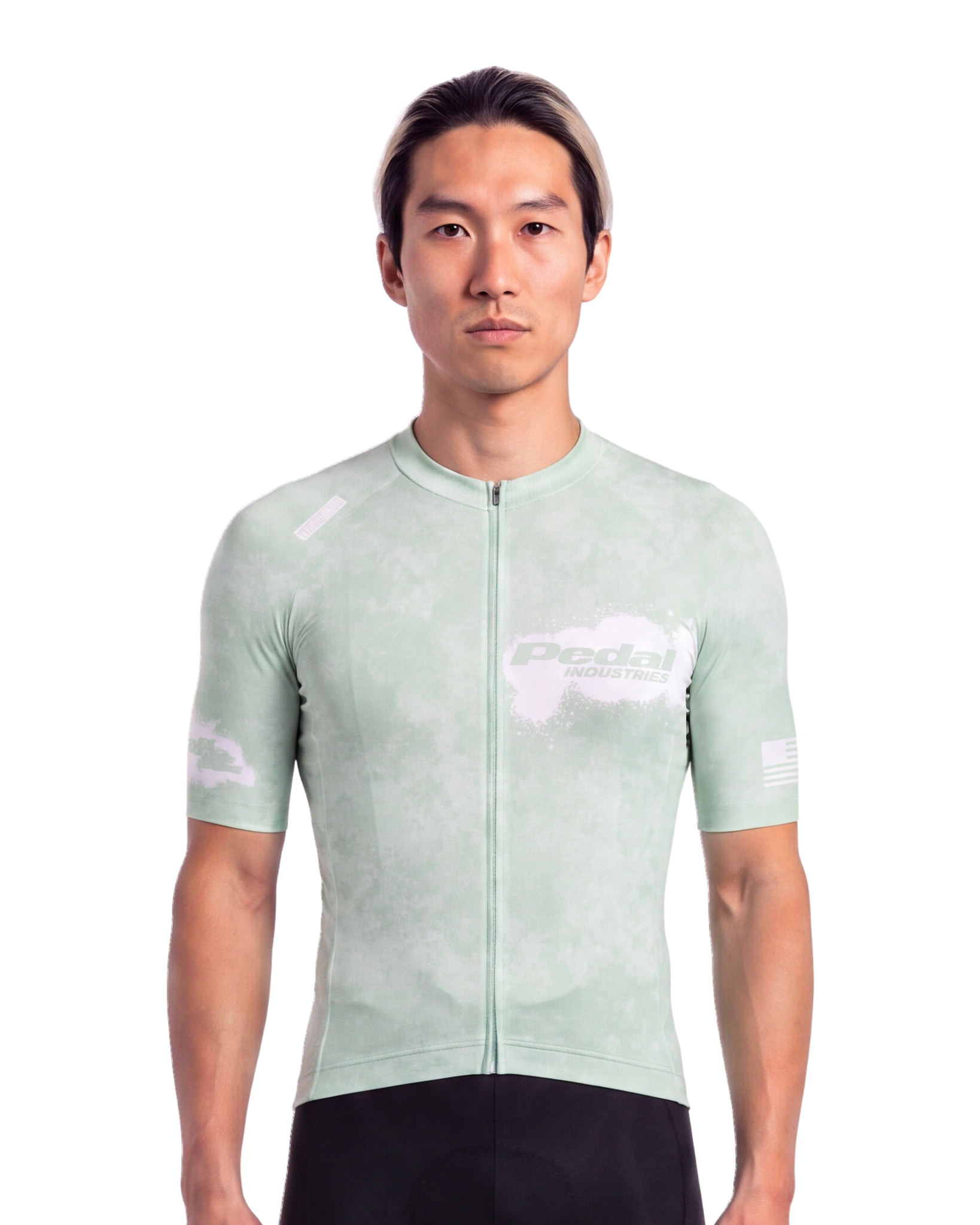 Mint Green PEDAL Insiders 2027 MEN'S PRO JERSEY ISD - front, on model