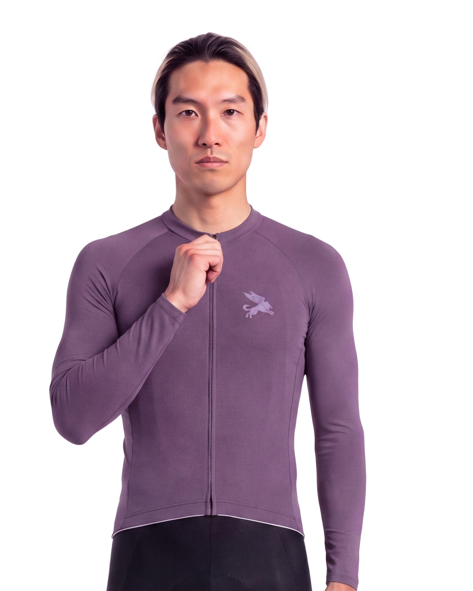 Mystic Purple Cypress Spirits MEN'S Long Sleeve PRO JERSEY ISD - front, on model