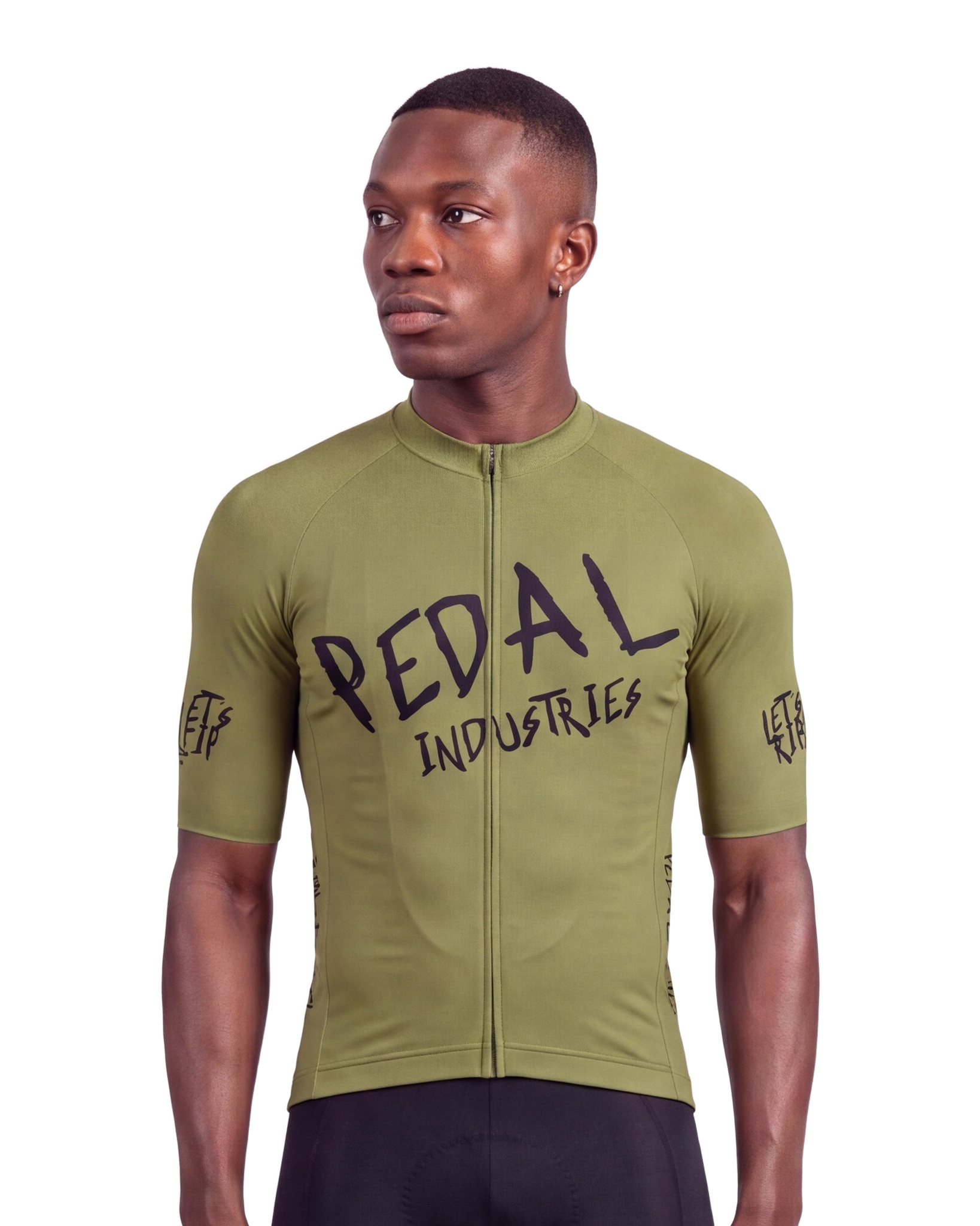 Olive-Black Pedal PUNK MEN'S PRO JERSEY ISD - front, on model