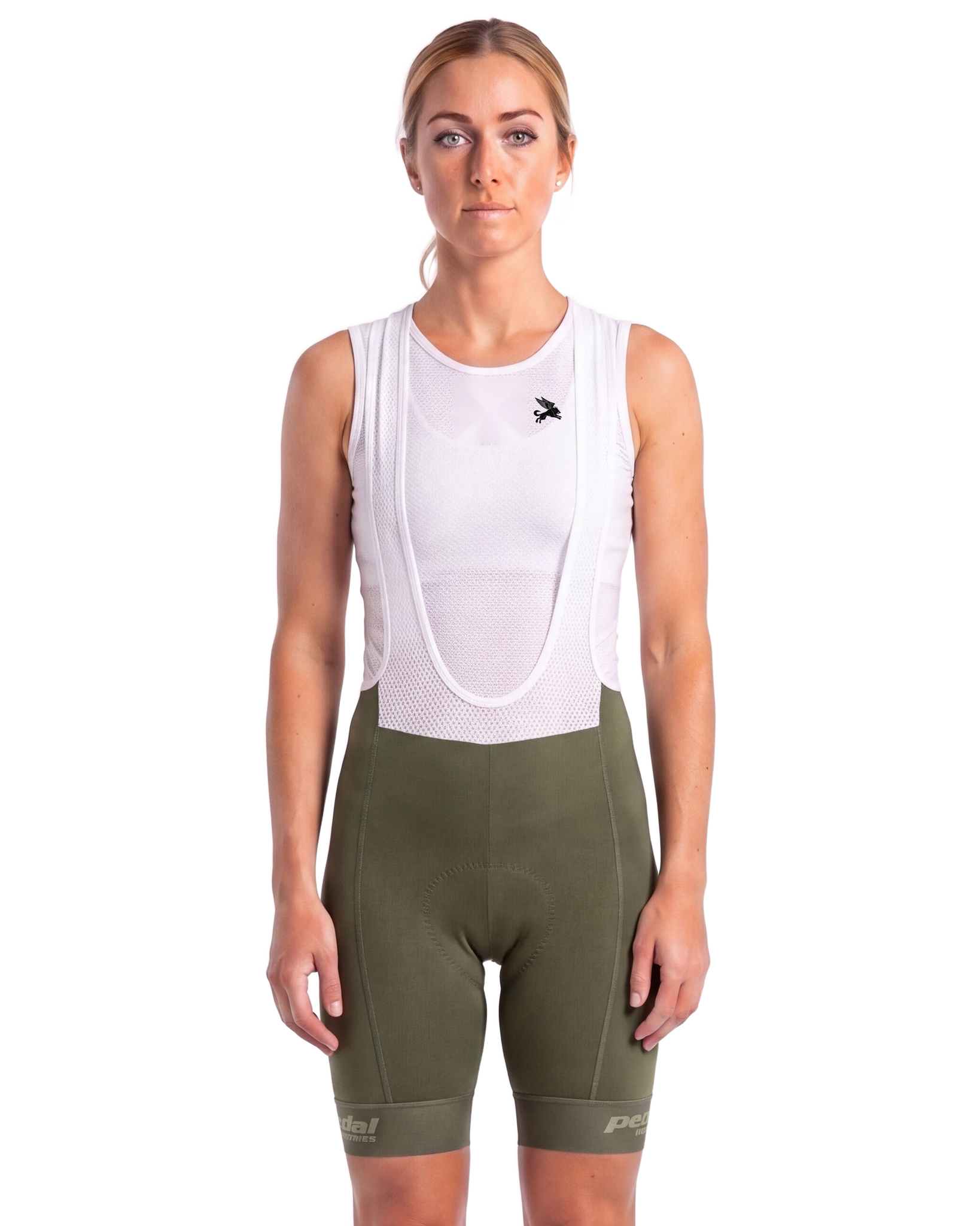Olive Chroma WOMEN'S PRO BIB ISD - front, on model
