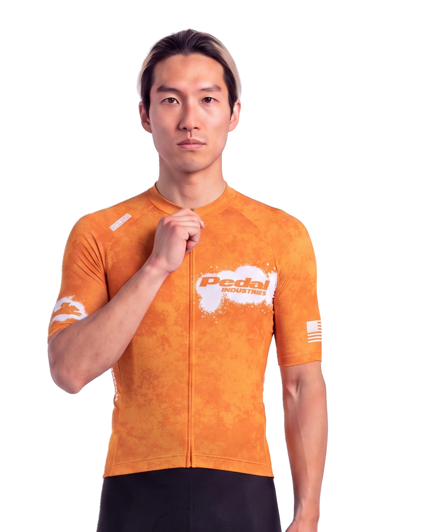Orange PEDAL Insiders 2027 MEN'S PRO JERSEY ISD - front, on model