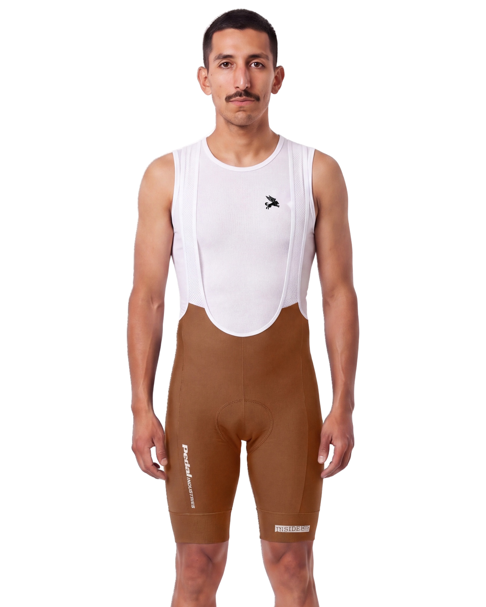 Orange PEDAL Insiders 2027 MEN'S PRO LEVEL BIB ISD - front, on model