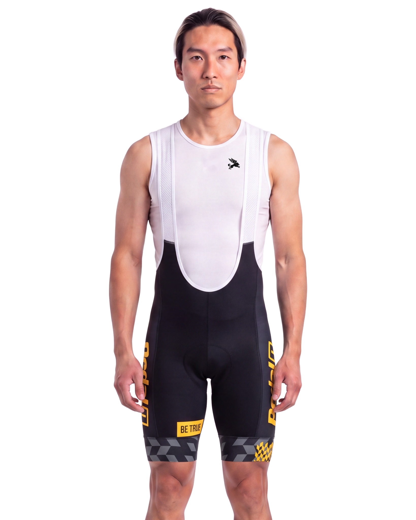 PEDALindustries/Riders 2025 Men's PRO BIB 2.0 GOLD - front, on model