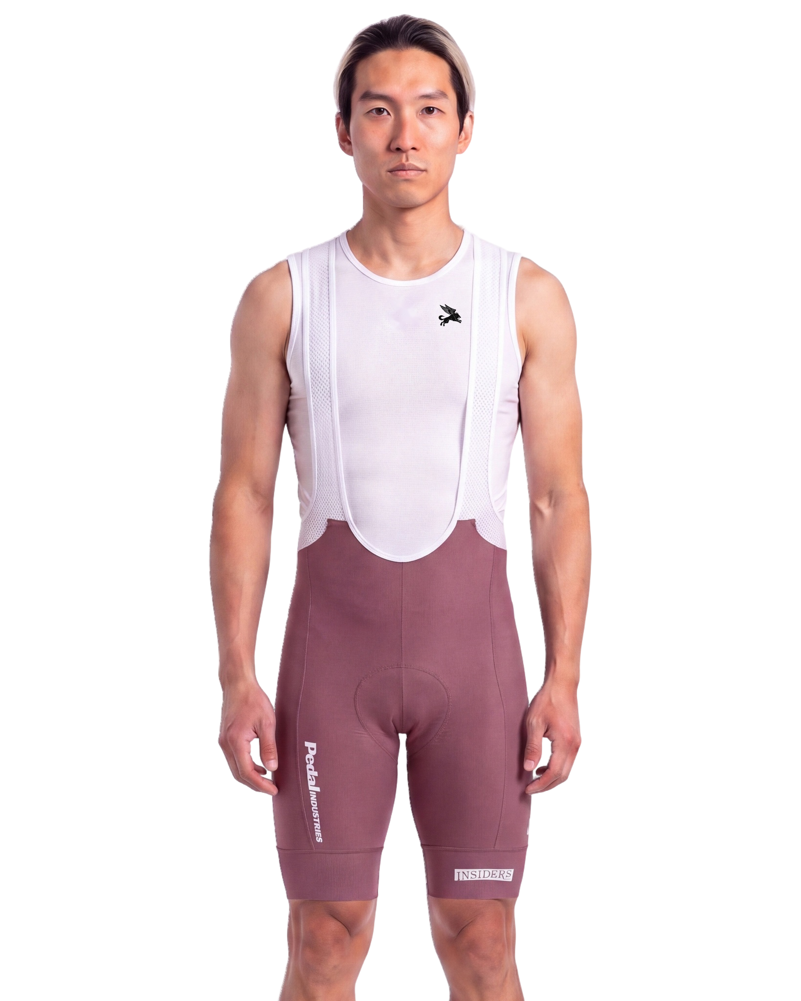 Pink PEDAL Insiders 2027 MEN'S PRO LEVEL BIB ISD - front, on model