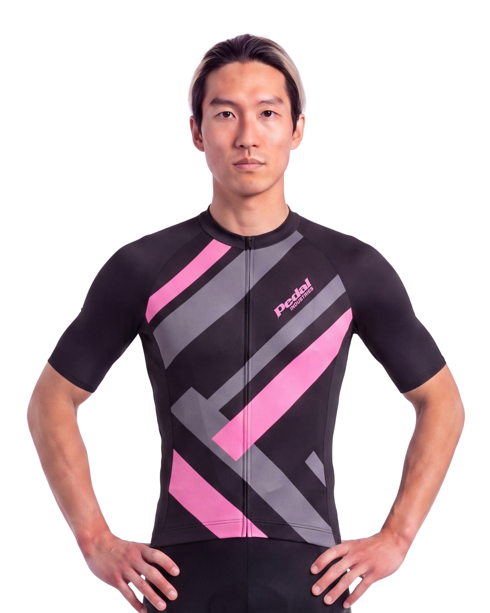 Pink Primary Colors MEN'S PRO JERSEY ISD - front, on model