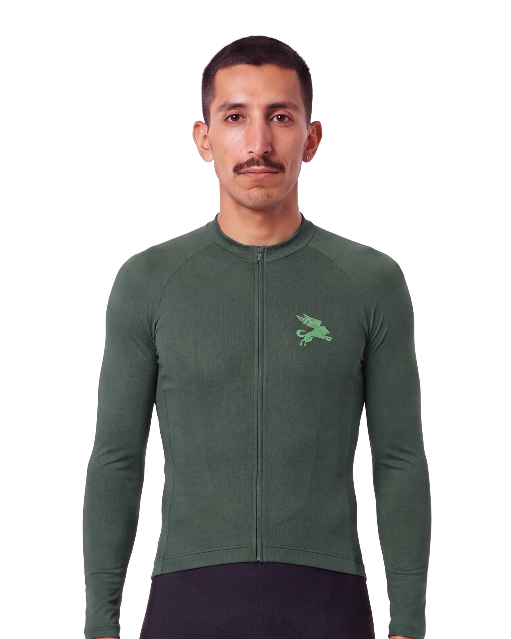 Primal Green Cypress Spirits MEN'S Long Sleeve PRO JERSEY ISD - front, on model