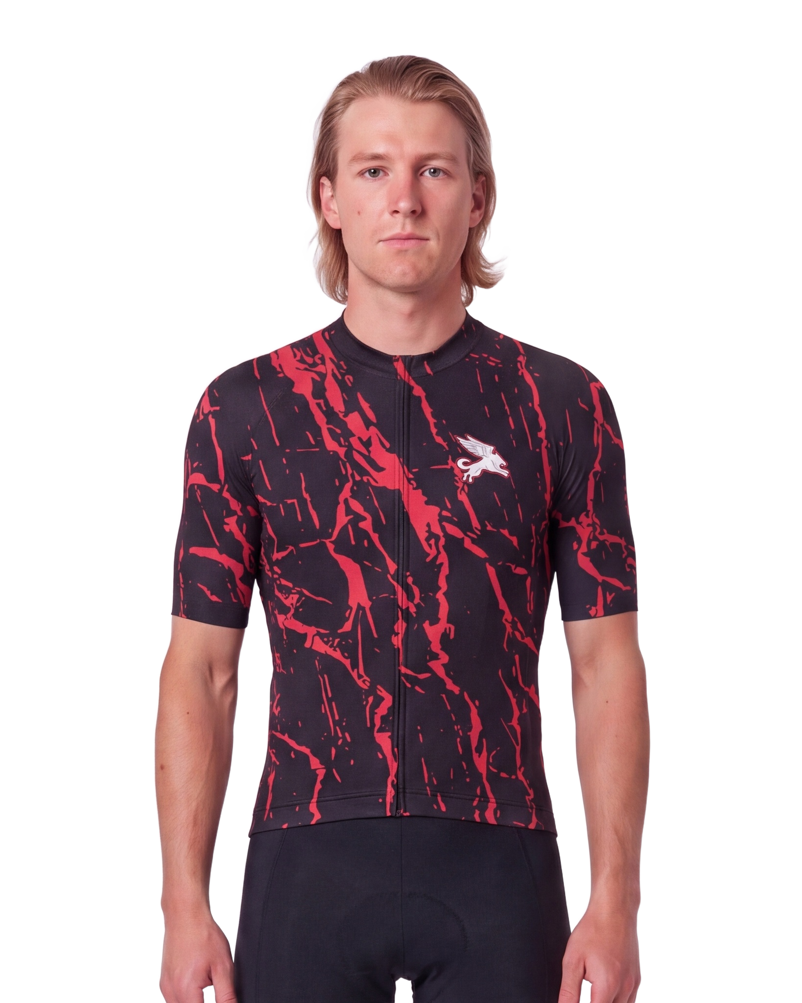 Red Splatter MEN'S PRO JERSEY ISD - front, on model